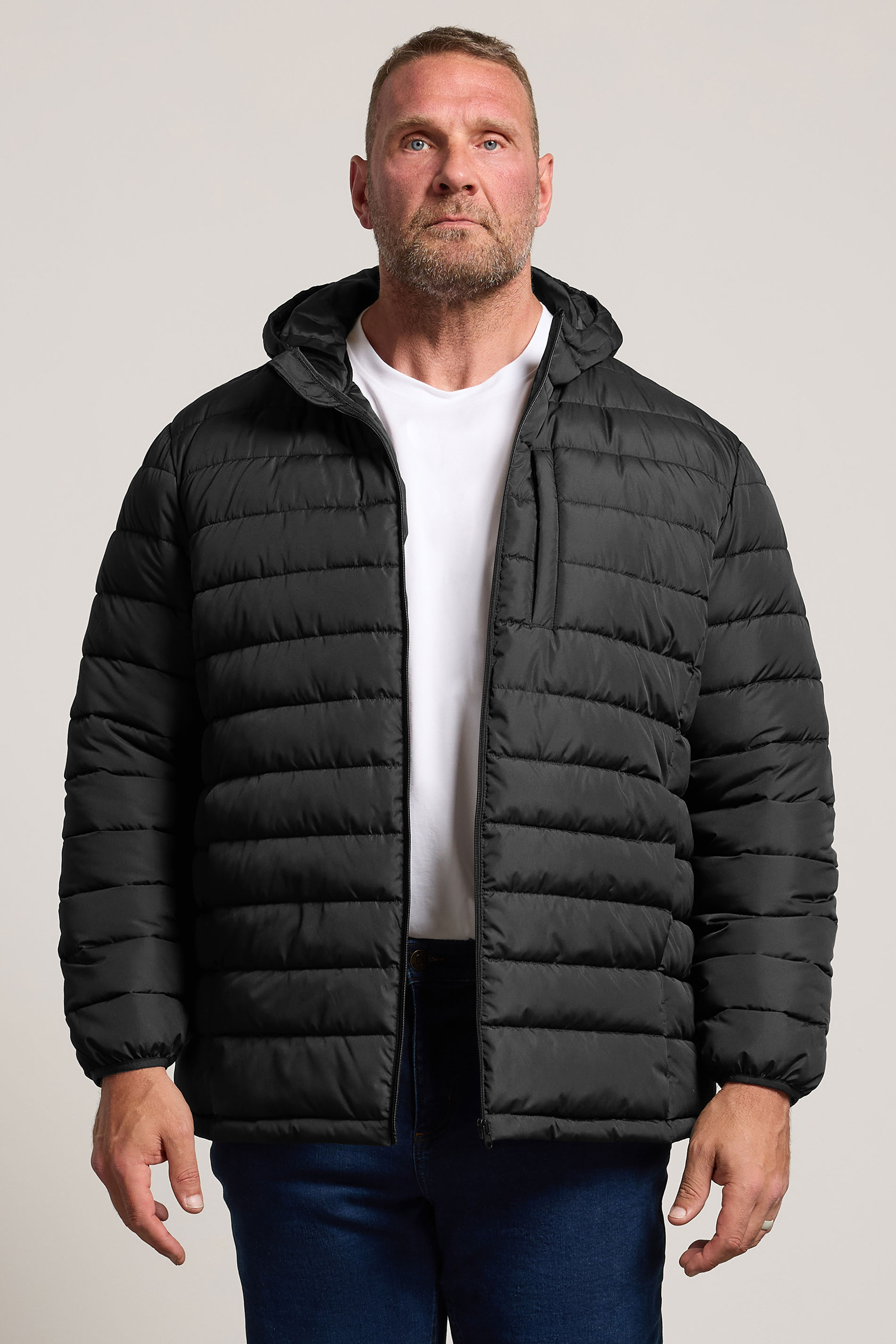 BadRhino Big & Tall Black Lightweight Hooded Puffer Jacket | BadRhino 3