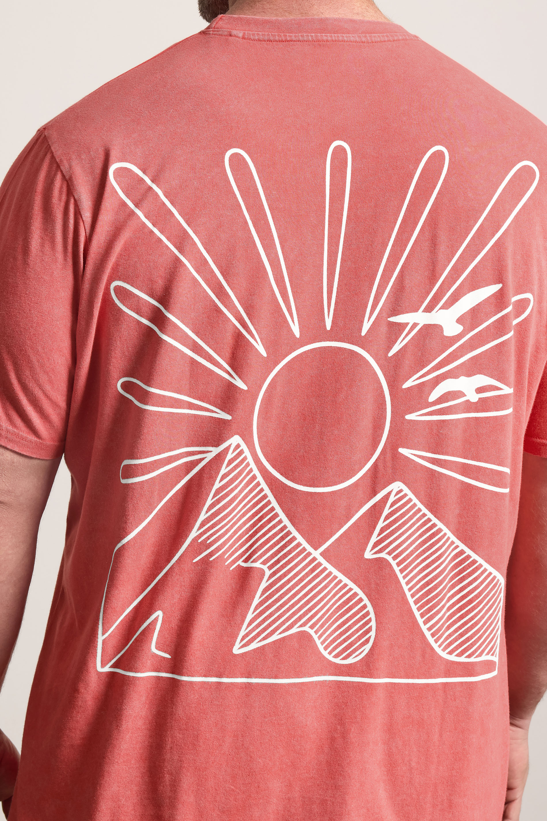 BadRhino Red Extra Long Acid Wash Sunset Print Tee | BadRhino 4