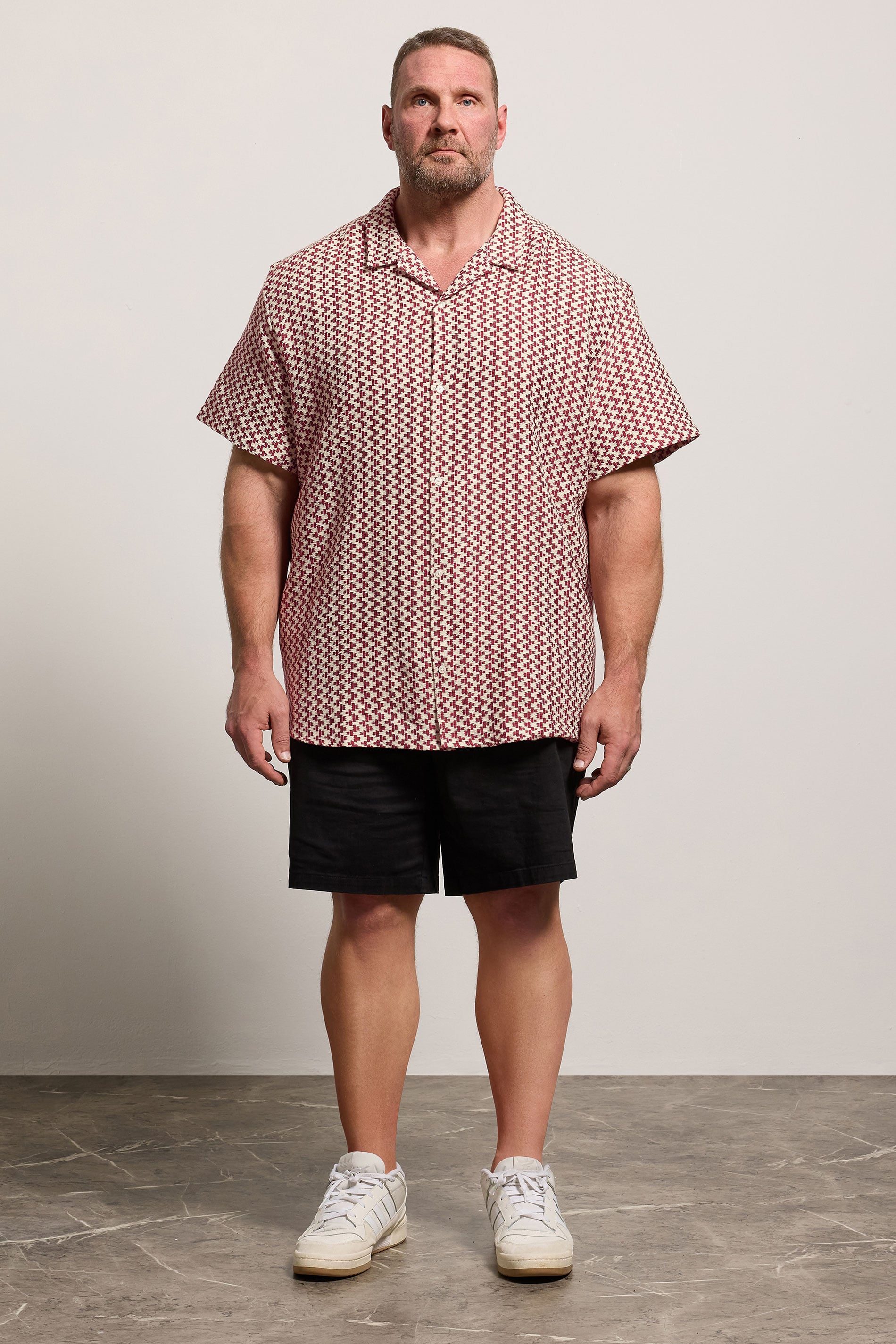 JACK & JONES Big & Tall Cabernet Red Crochet Shirt | BadRhino 1
