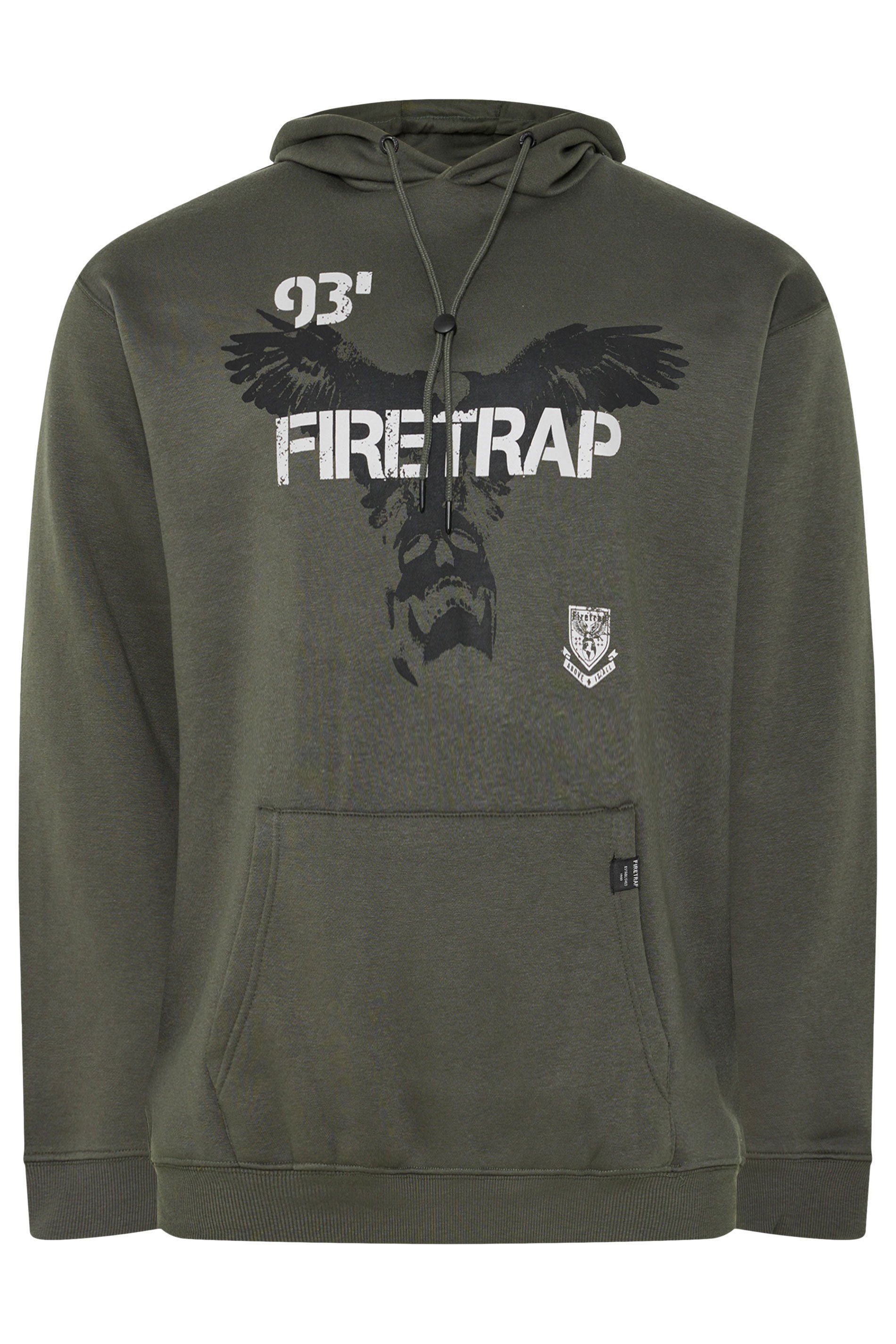 FIRETRAP Big & Tall Khaki Green Hawk Hoodie | BadRhino 1