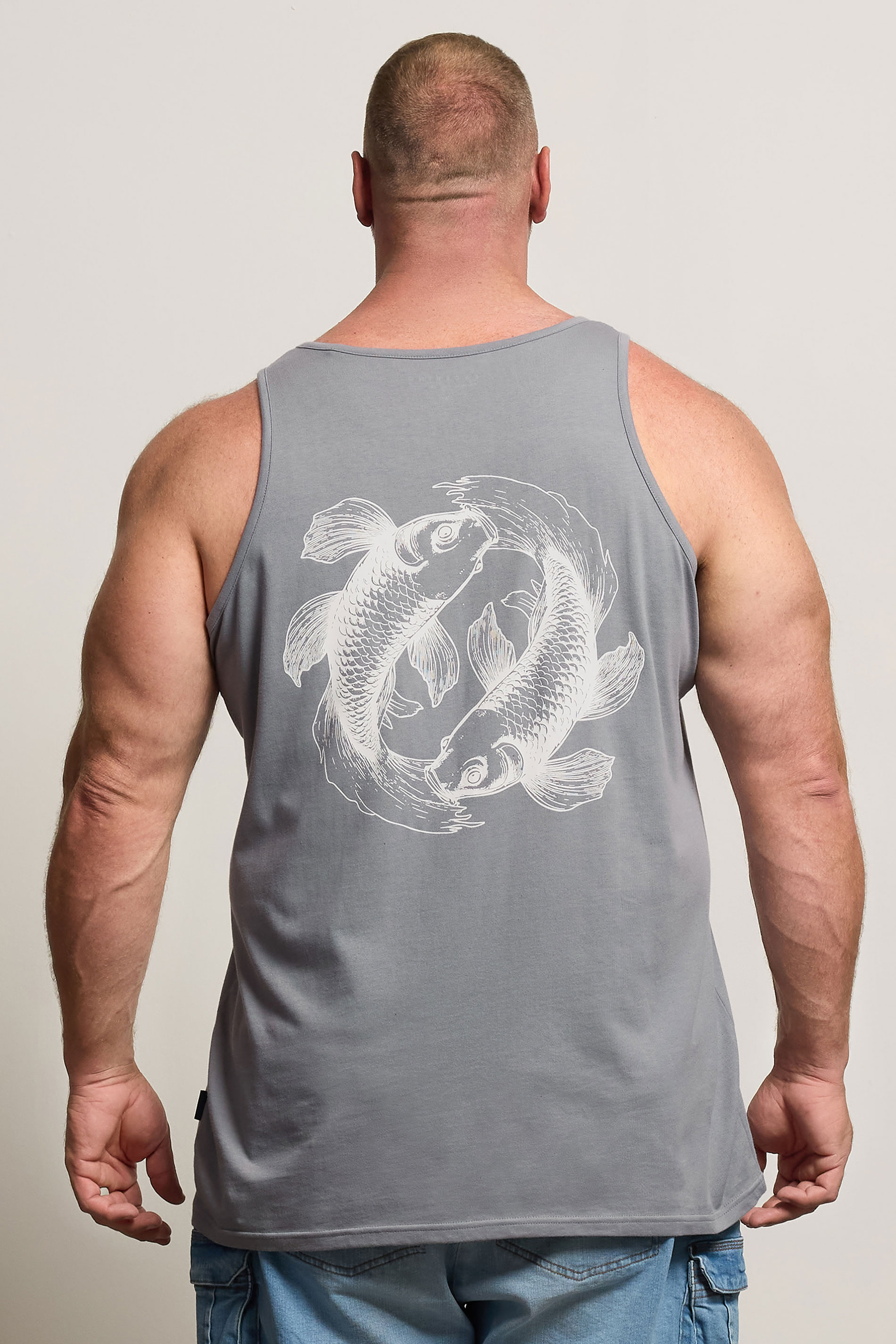BadRhino Big & Tall Blue Koi Carp Graphic Vest Top | BadRhino 3