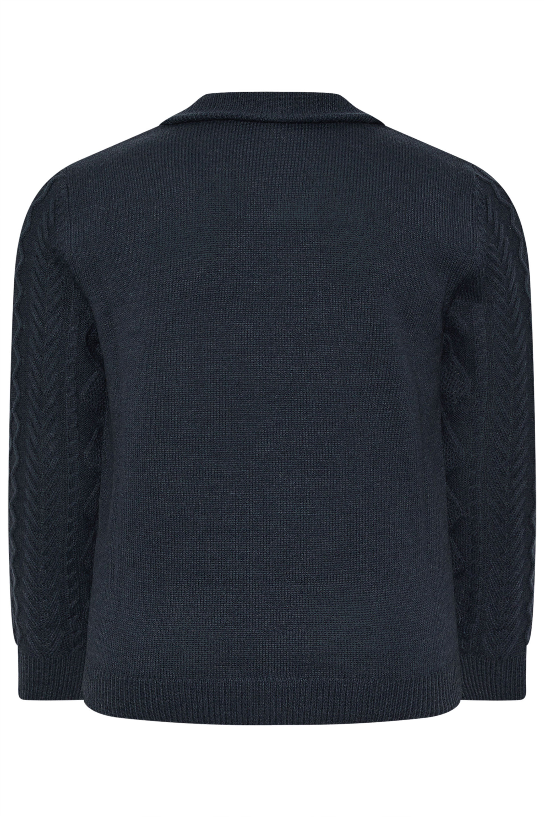 BadRhino Big & Tall Navy Blue Cable Knit Quarter Zip Jumper | BadRhino 6