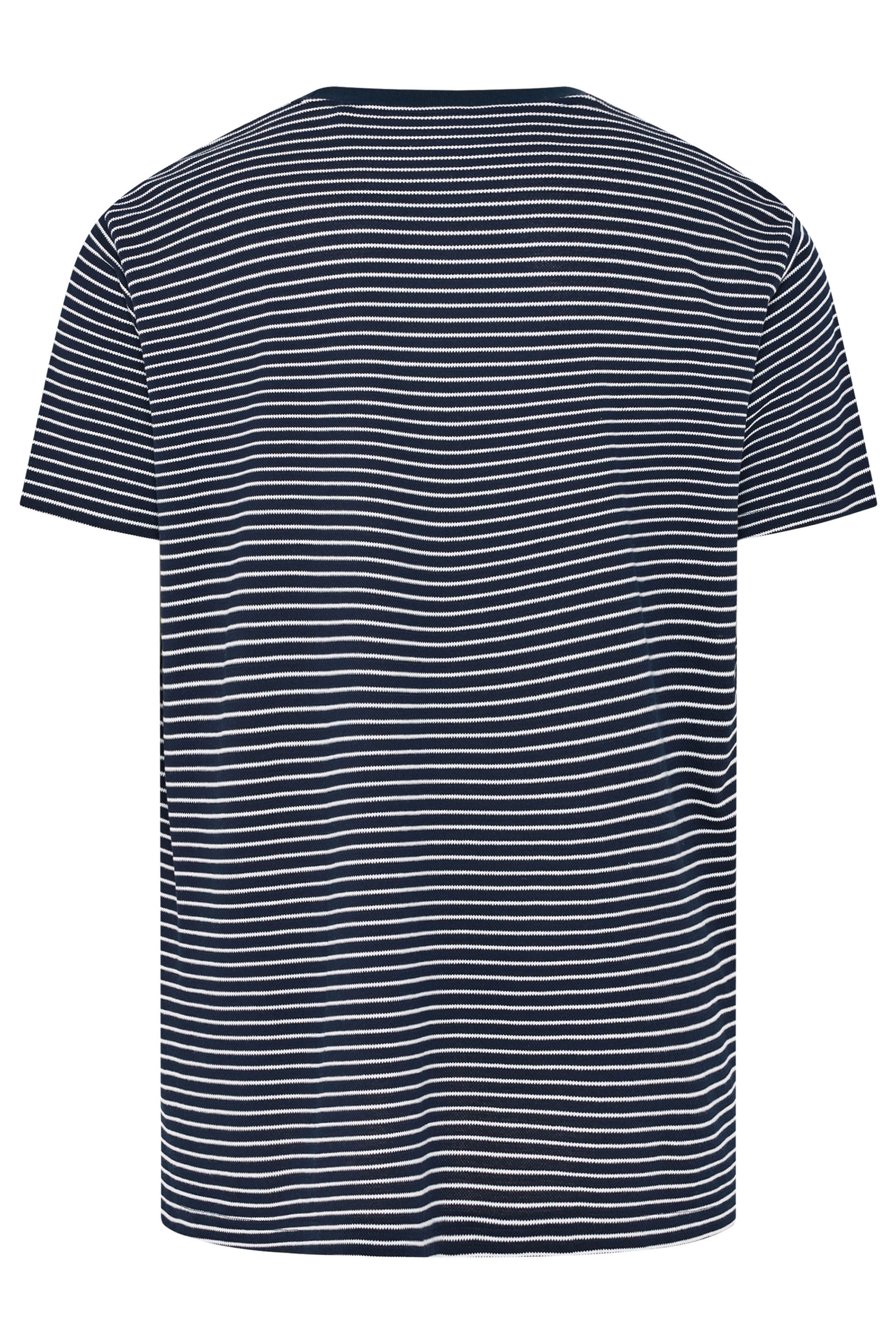 BadRhino Big & Tall Navy Blue Extra Long Stripe Pique T-Shirt | BadRhino 6