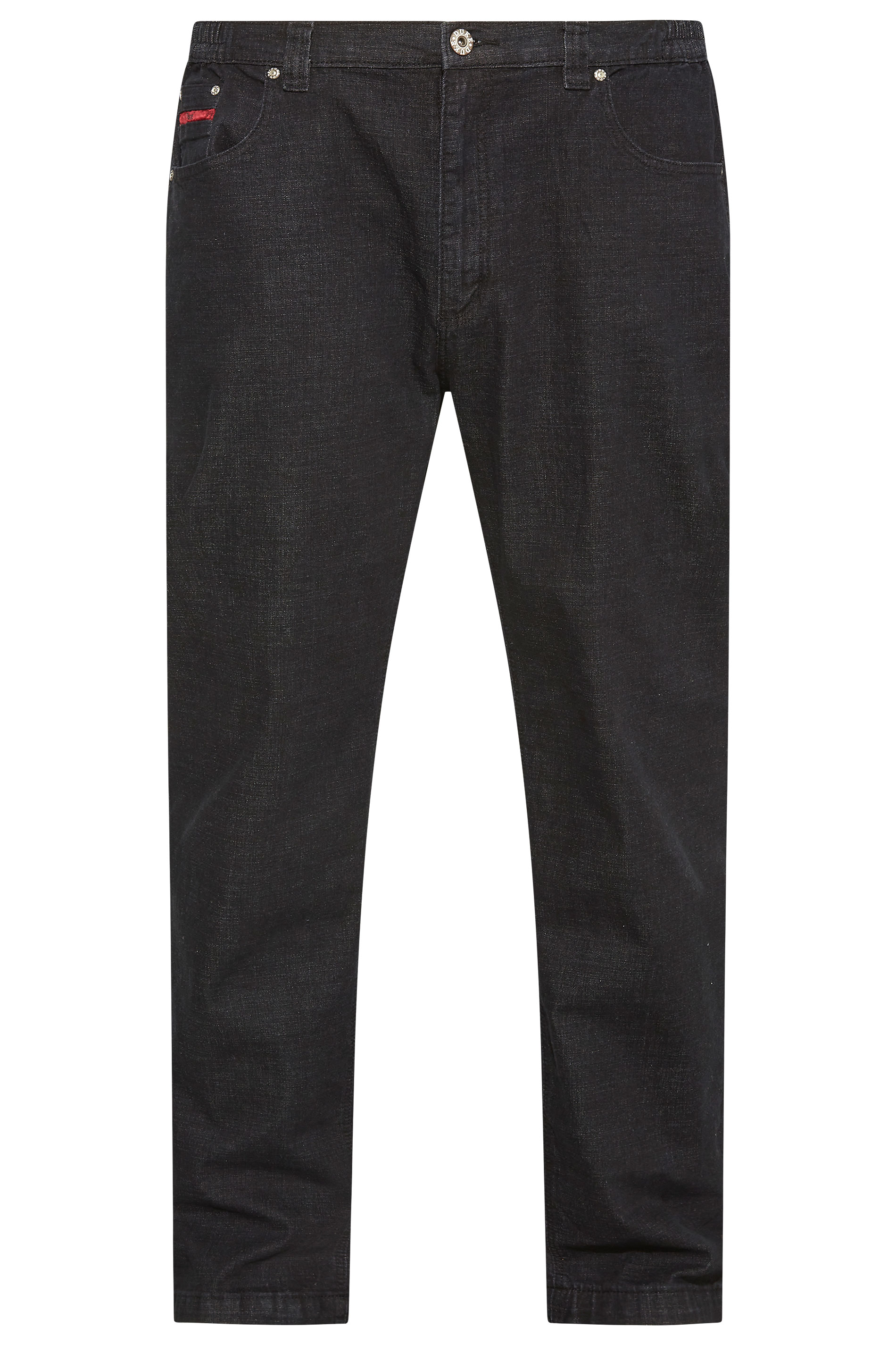 D555 Black Elasticated Waist Relaxed Fit Jeans | BadRhino 4