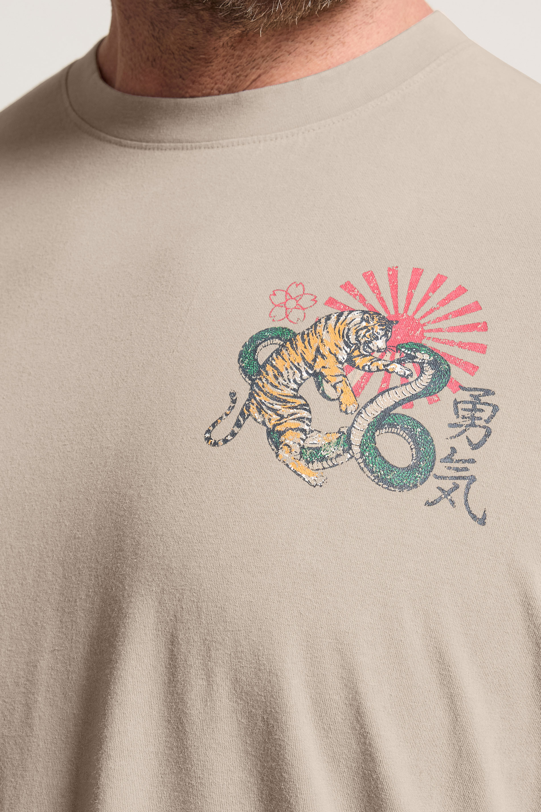 BadRhino Big & Tall Stone Brown Acid Wash Tiger Graphic T-Shirt | BadRhino 5