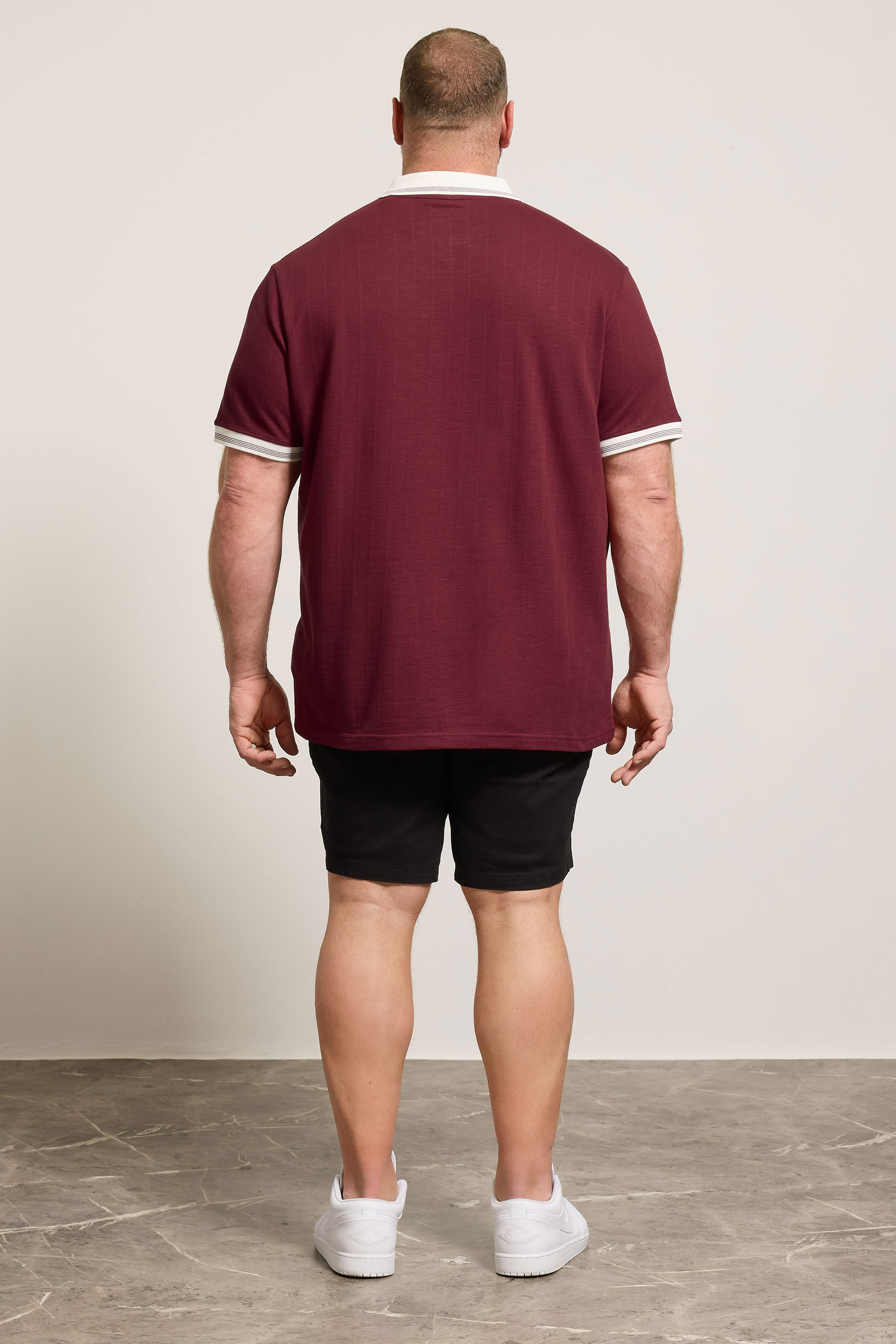 BadRhino Big & Tall Wine Red Mini Check Tipped Polo Shirt | BadRhino 2