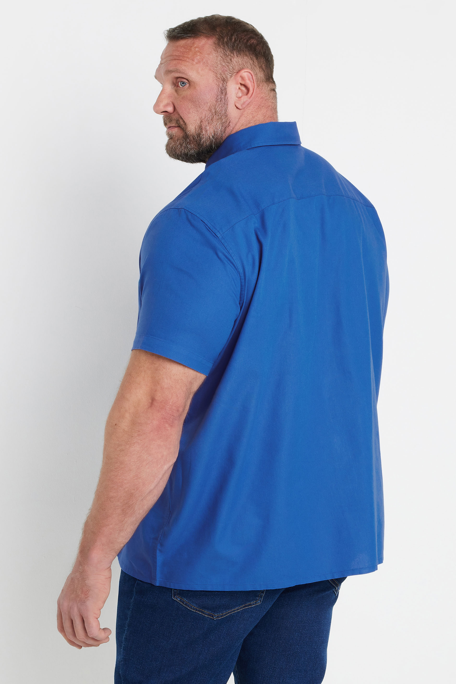 BadRhino Big & Tall Blue Short Sleeve Oxford Shirt | BadRhino 4