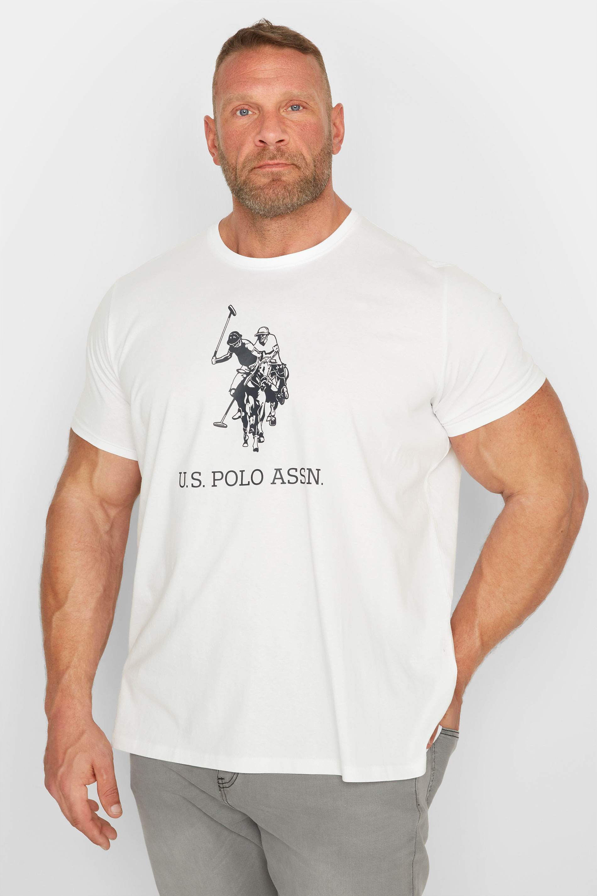 U.S. POLO ASSN. White Rider Logo T-Shirt | BadRhino