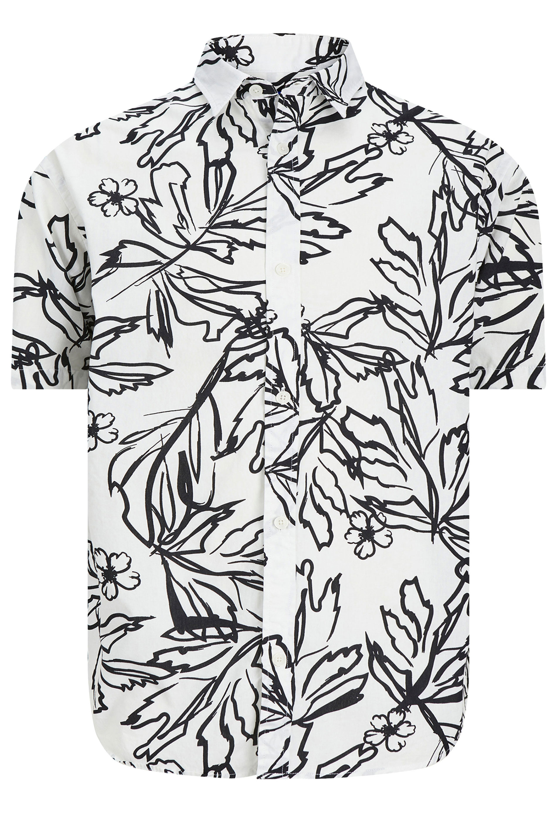 JACK & JONES Big & Tall White Tropical Printed Shirt | BadRhino 3