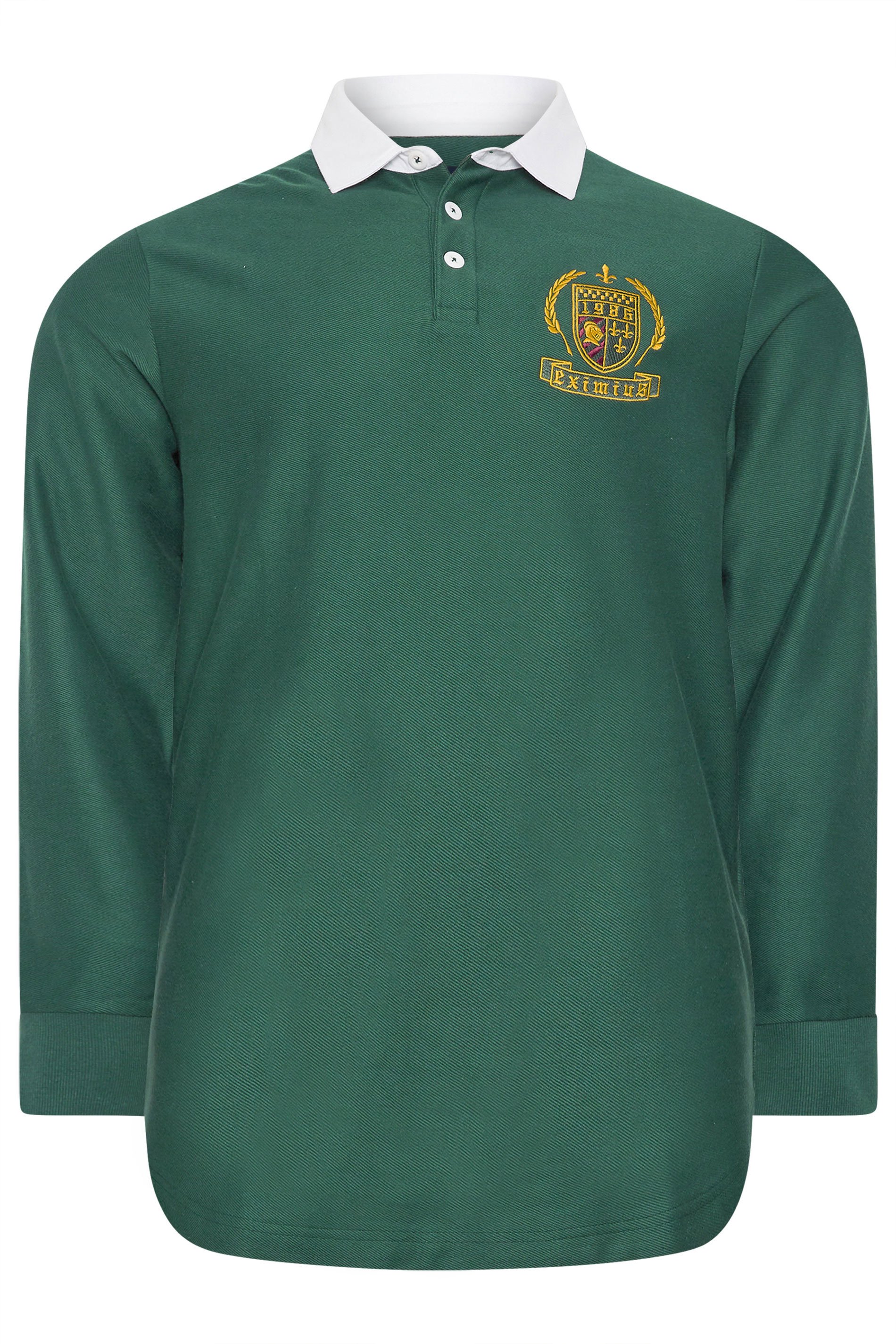 BadRhino Big & Tall Green Long Sleeve Embroidered Rugby Polo Shirt | BadRhino 6