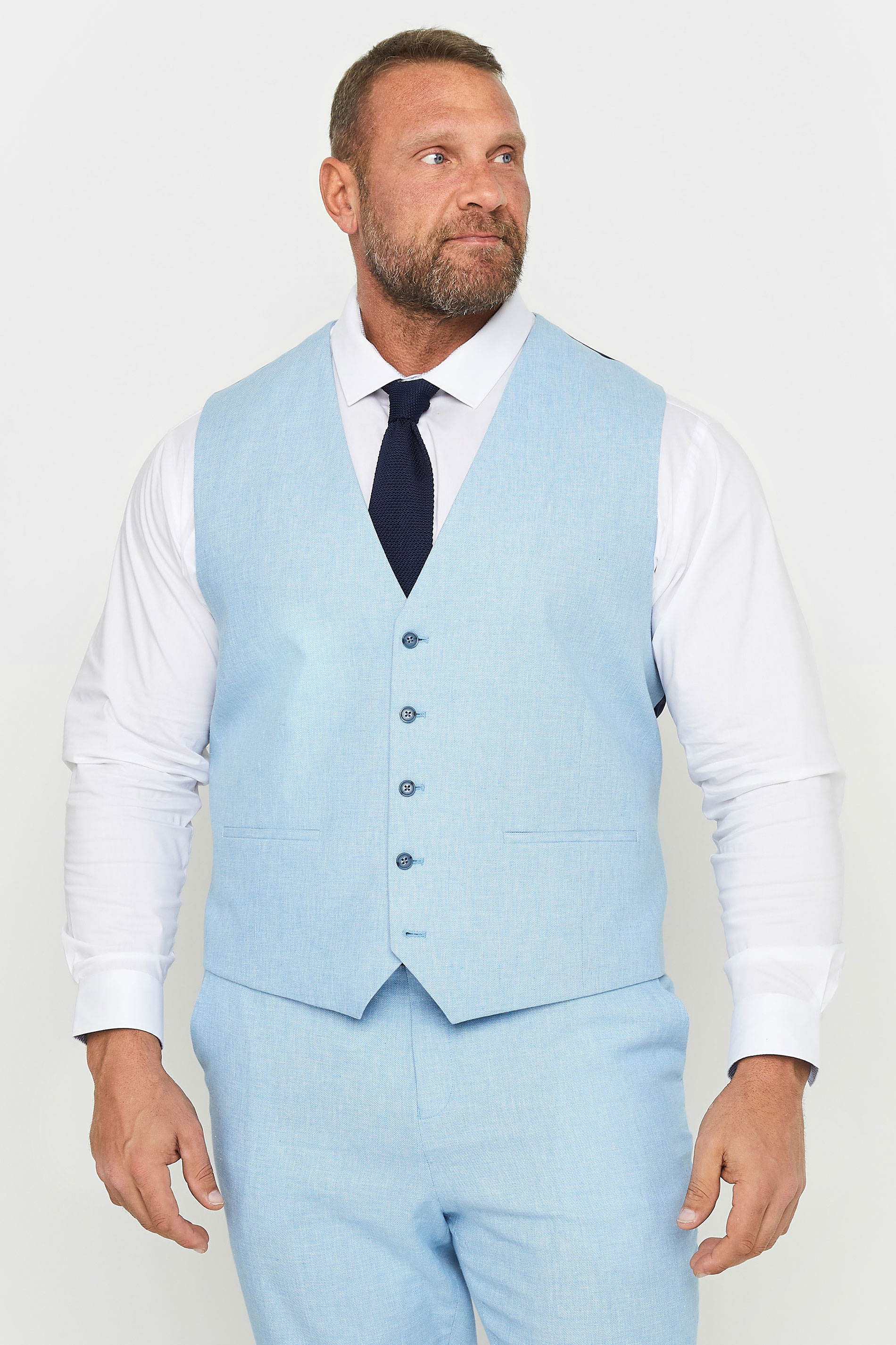BadRhino Light Blue Linen Suit Waistcoat | BadRhino 2