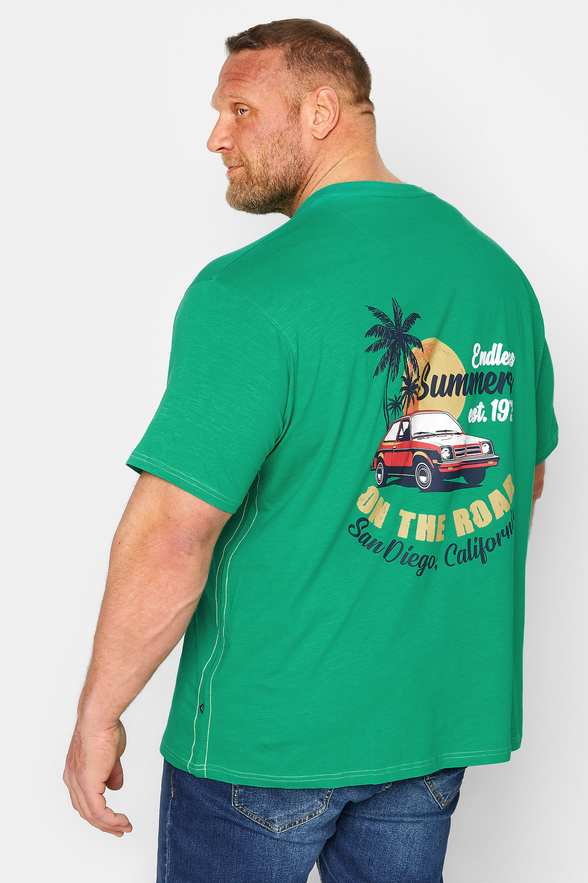 KAM Big & Tall Green 'Endless Summers' Print T-Shirt | BadRhino 2