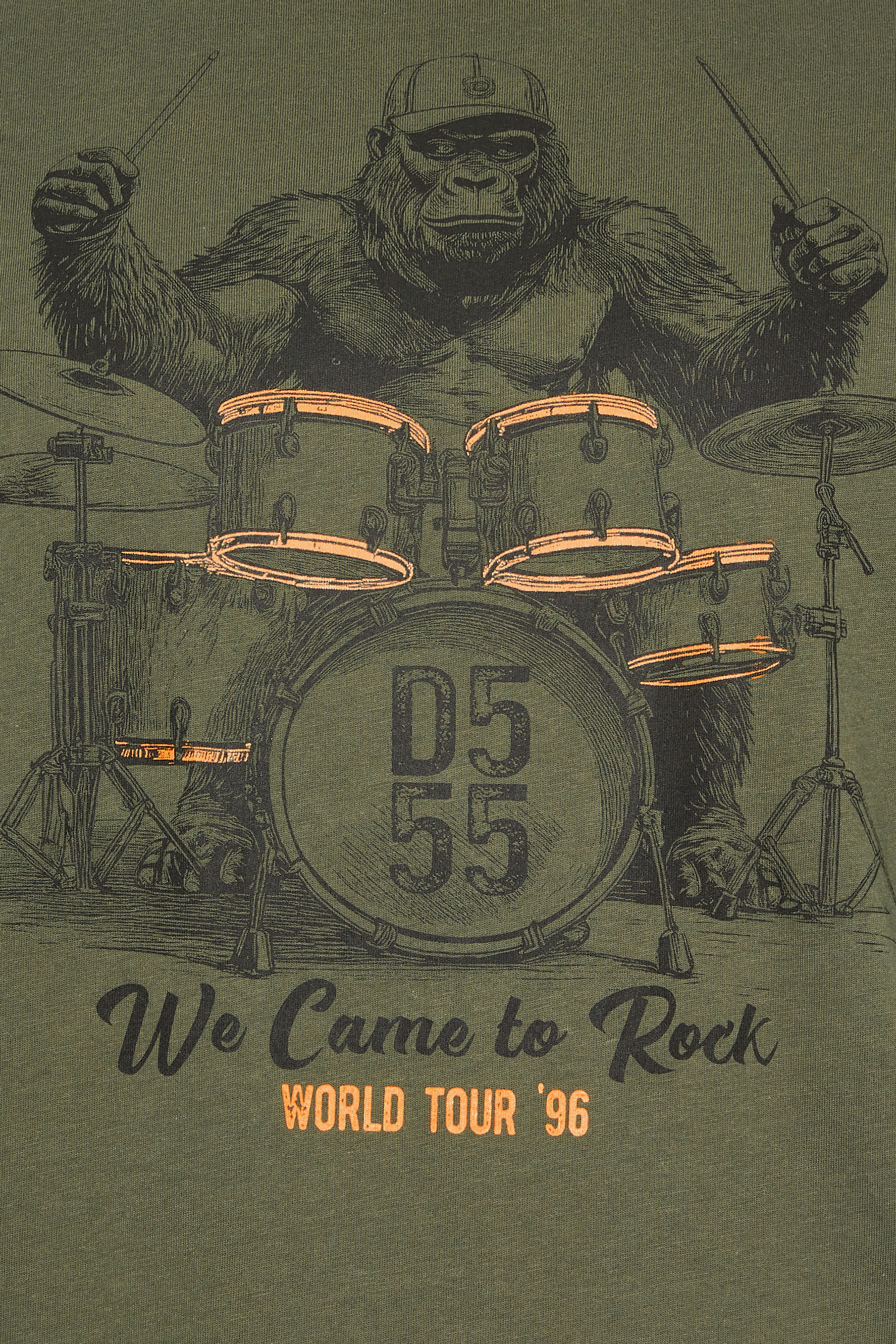 D555 Big & Tall Khaki Green 'We Come To Rock' Graphic Print T-Shirt | BadRhino 5