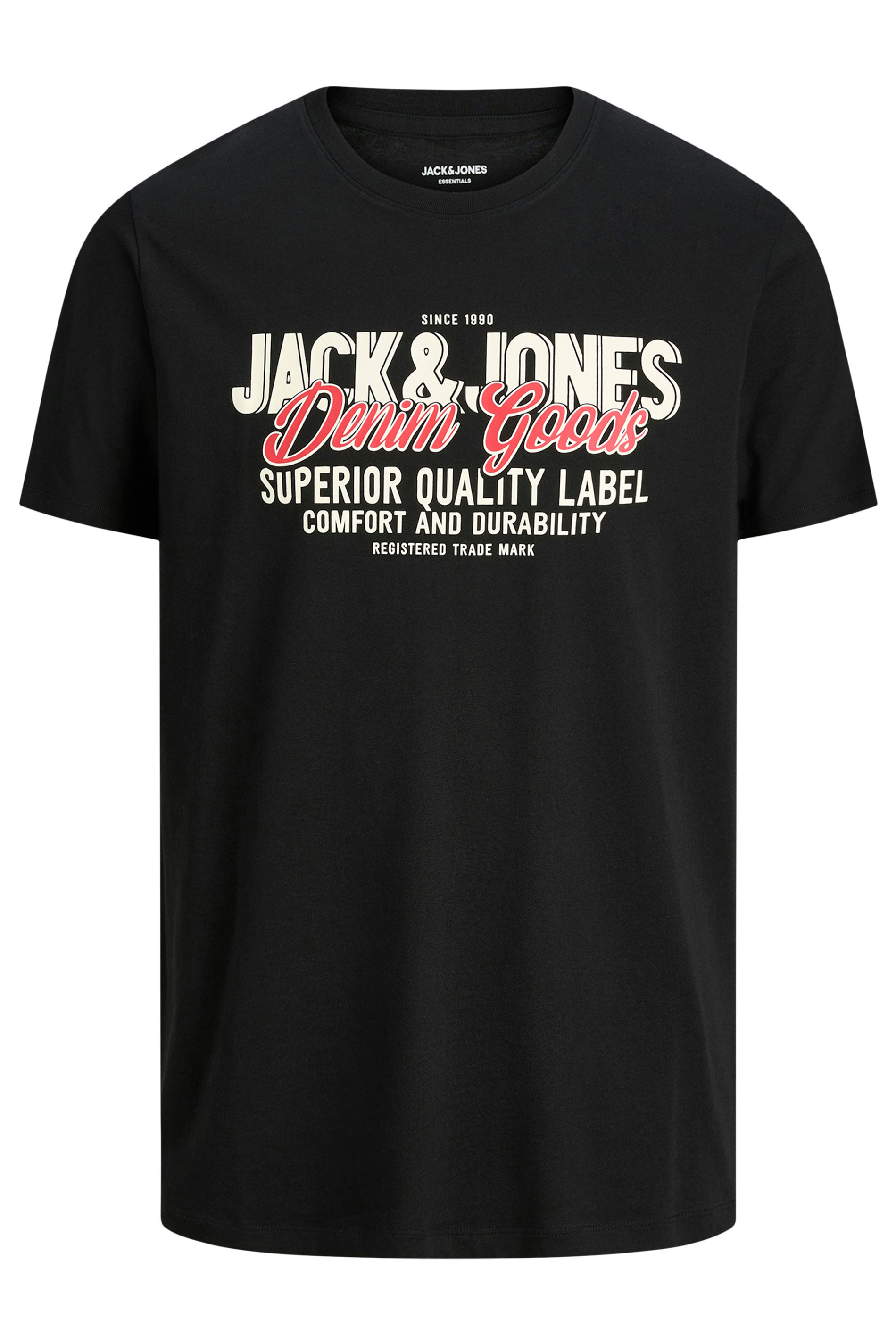 JACK & JONES Big & Tall Black Logo Chest Print T-Shirt | BadRhino 3