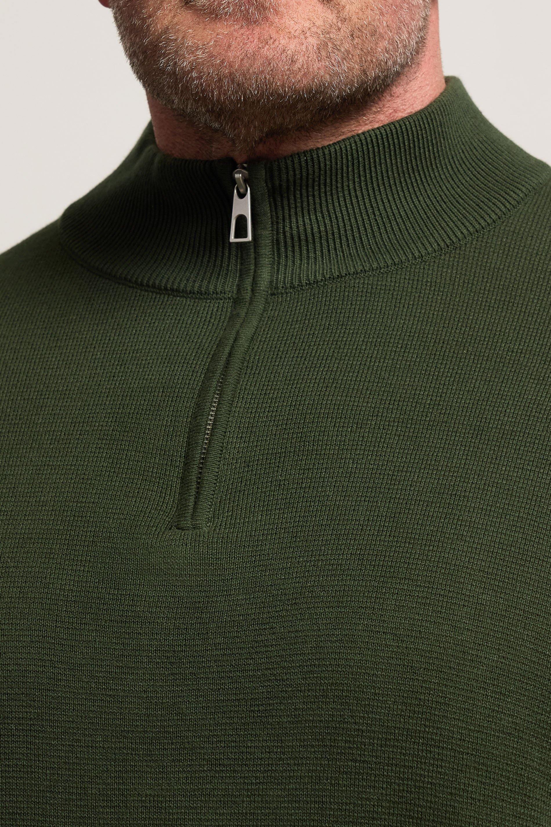 BadRhino Big & Tall Dark Green Milano Quarter Zip Jumper | BadRhino 4