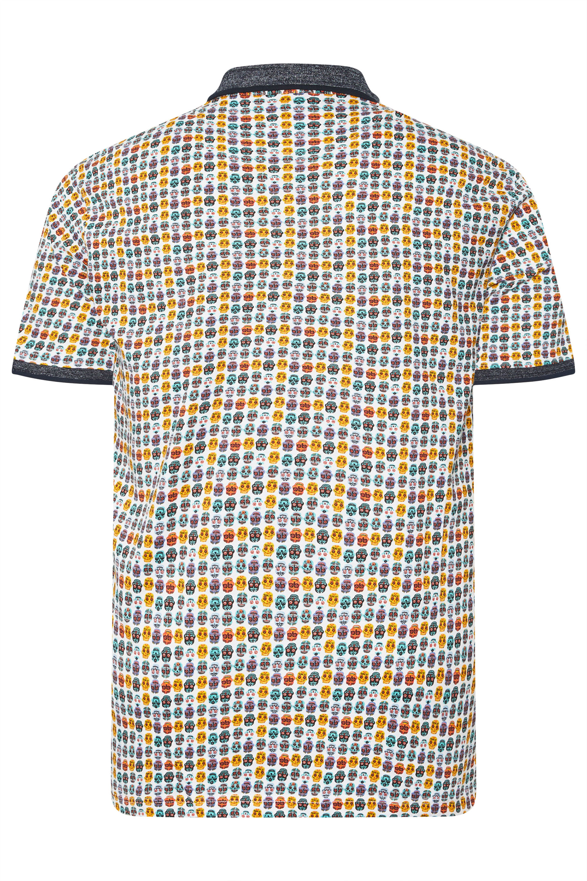 KAM Big & Tall White Skull Print Polo Shirt | BadRhino 4