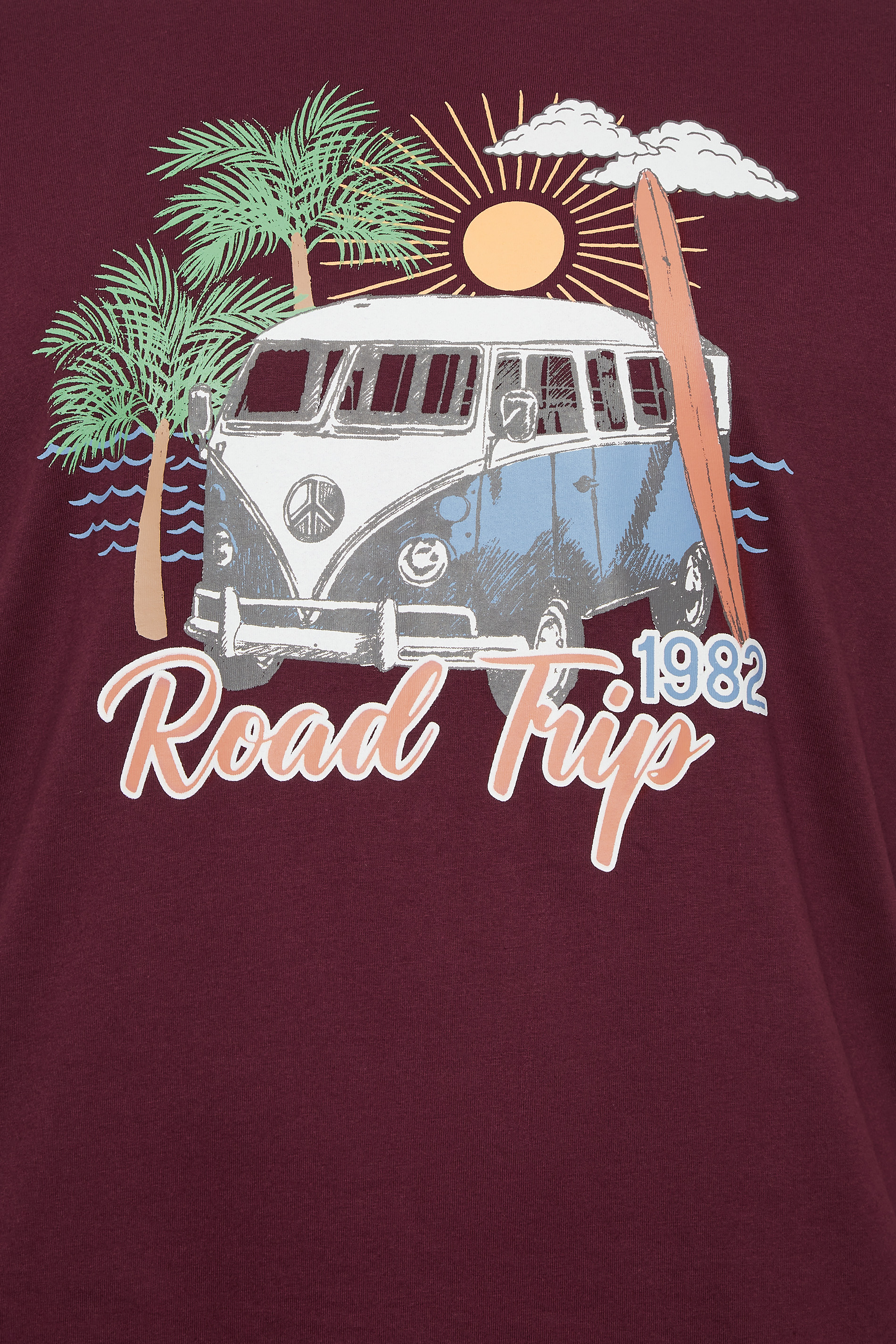 BadRhino Big & Tall Burgundy Red Road Trip Print T-Shirt | BadRhino 2