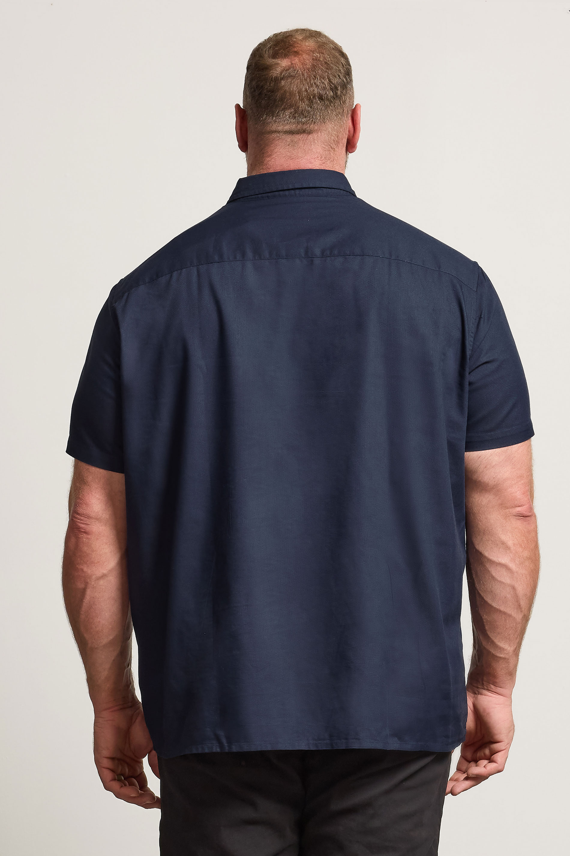 BadRhino Big & Tall Premium Navy Blue Short Sleeve Oxford Cotton Shirt 2