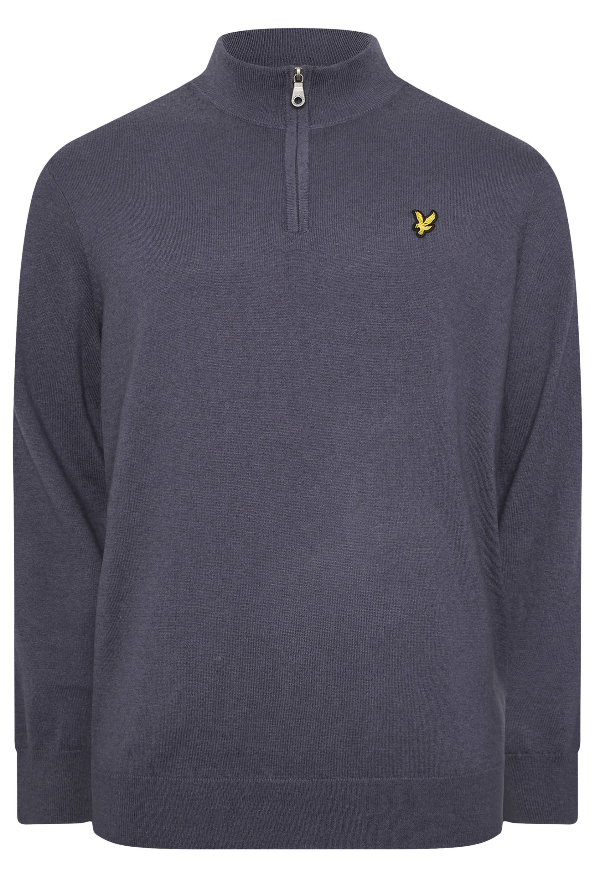 LYLE & SCOTT Big & Tall Grey Cotton Merino Quarter Zip Jumper | BadRhino 3
