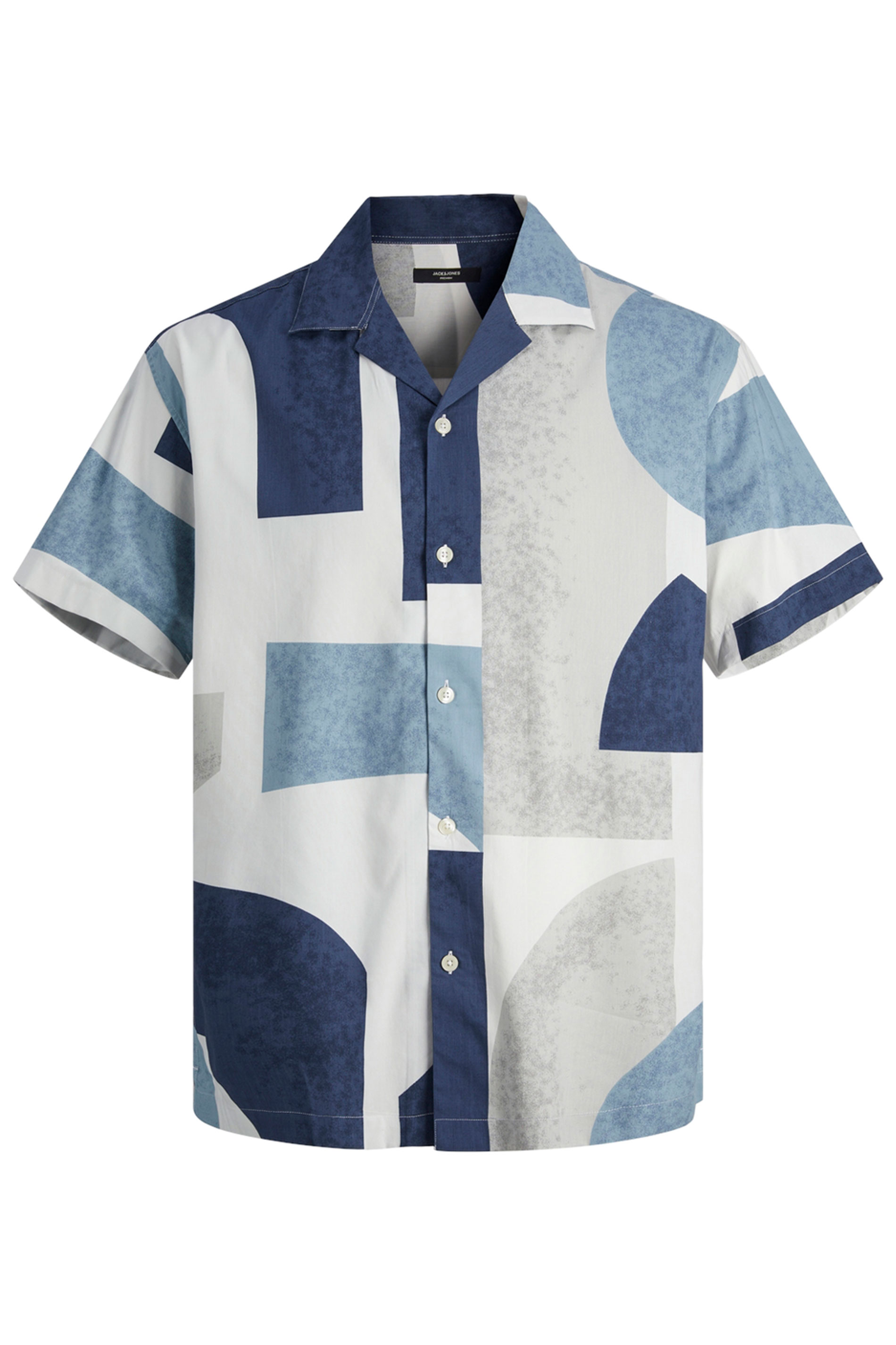 JACK & JONES Big & Tall Blue & Navy Abstract Print Resort Shirt | BadRhino