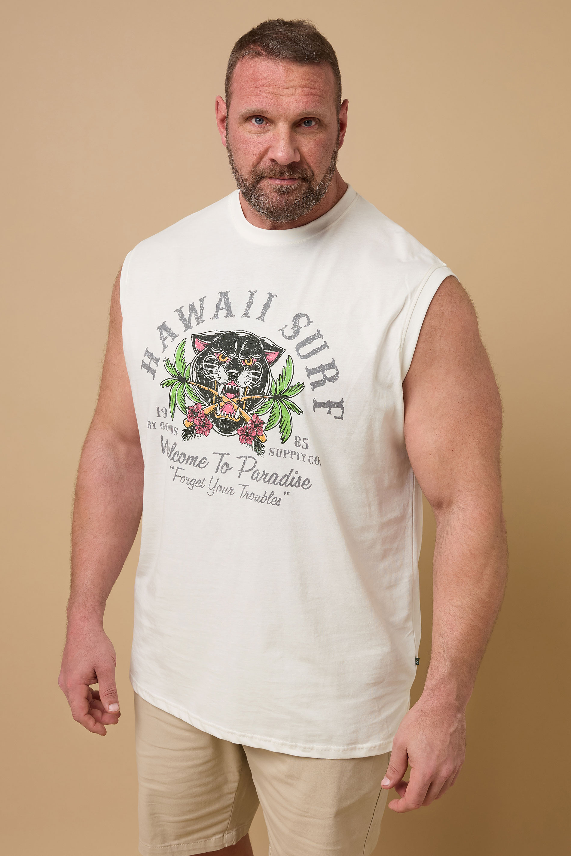 KAM Big & Tall White 'Hawaii Surf' Vest | BadRhino 1