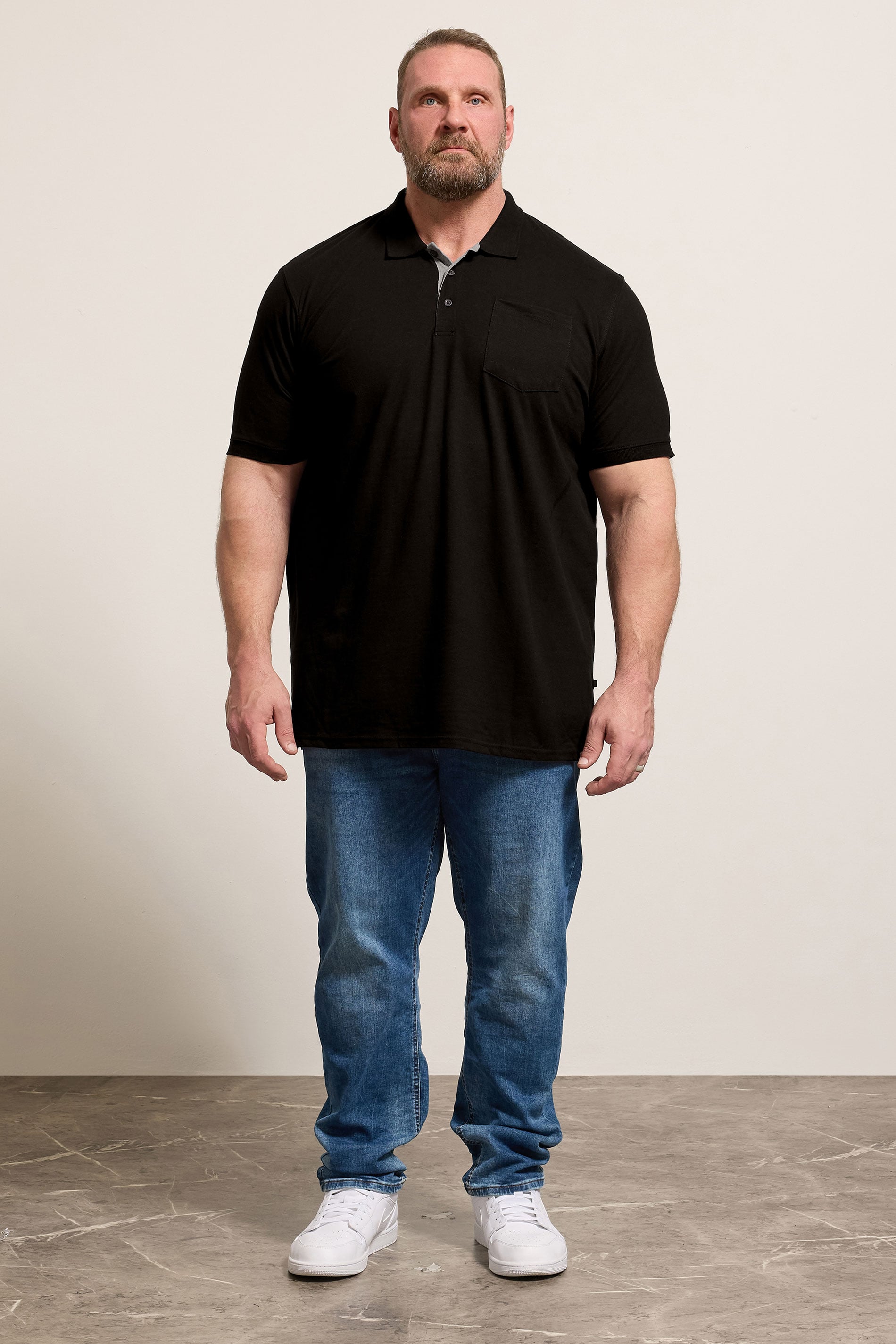 D555 Black Basic Polo Shirt | BadRhino 1