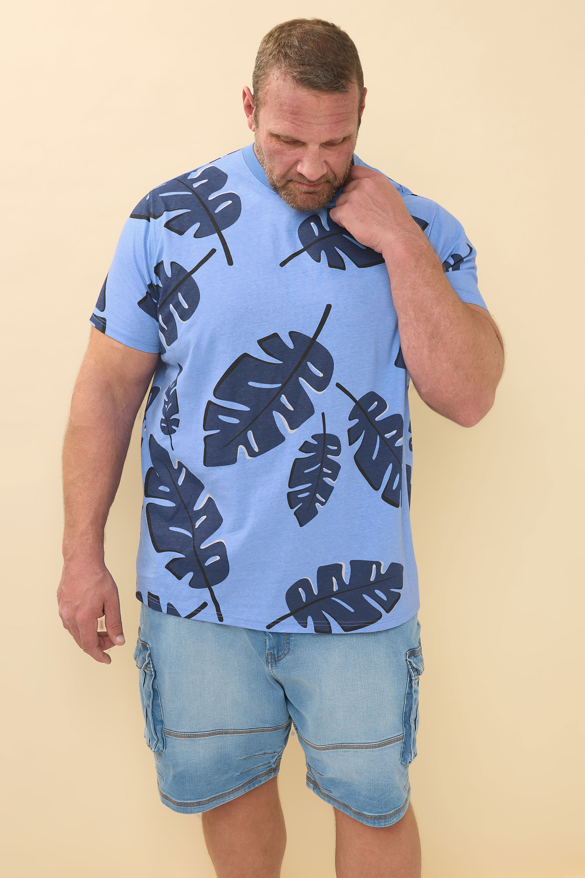 BadRhino Big & Tall Blue Palm Print Short Sleeve T-Shirt | BadRhino 2