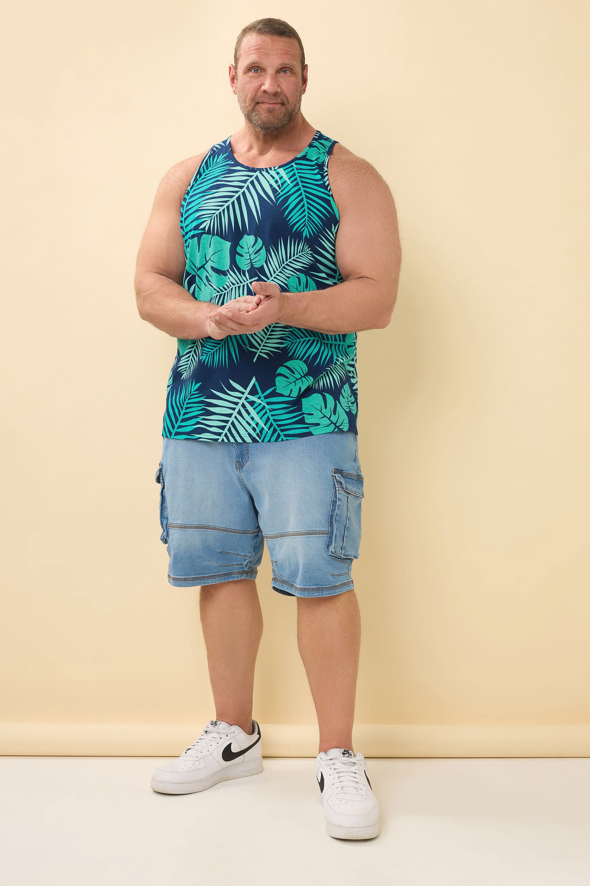 BadRhino Big & Tall Navy Blue Leaf Printed Vest | BadRhino 3