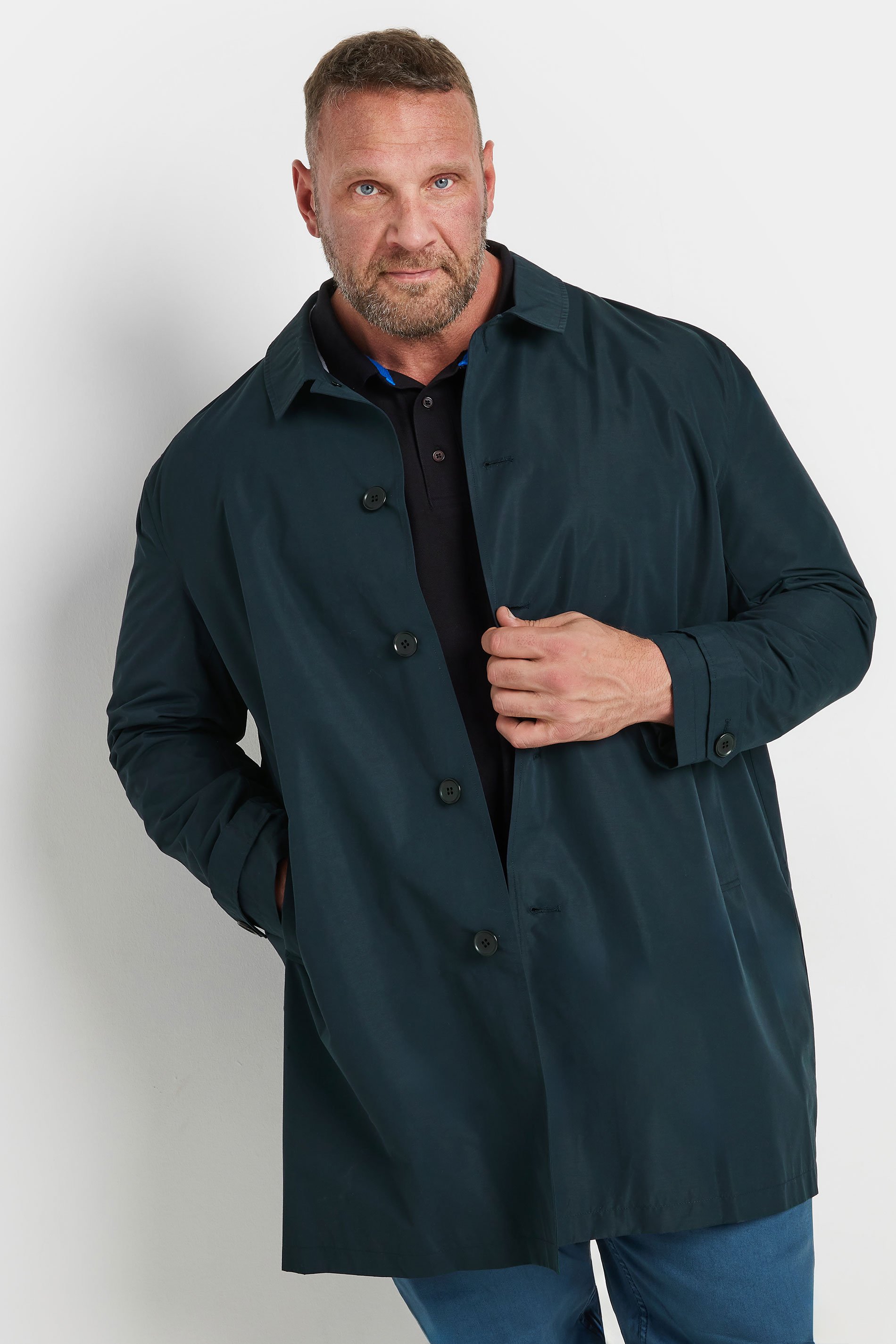 BadRhino Big & Tall Navy Blue Mac Raincoat | BadRhino 1