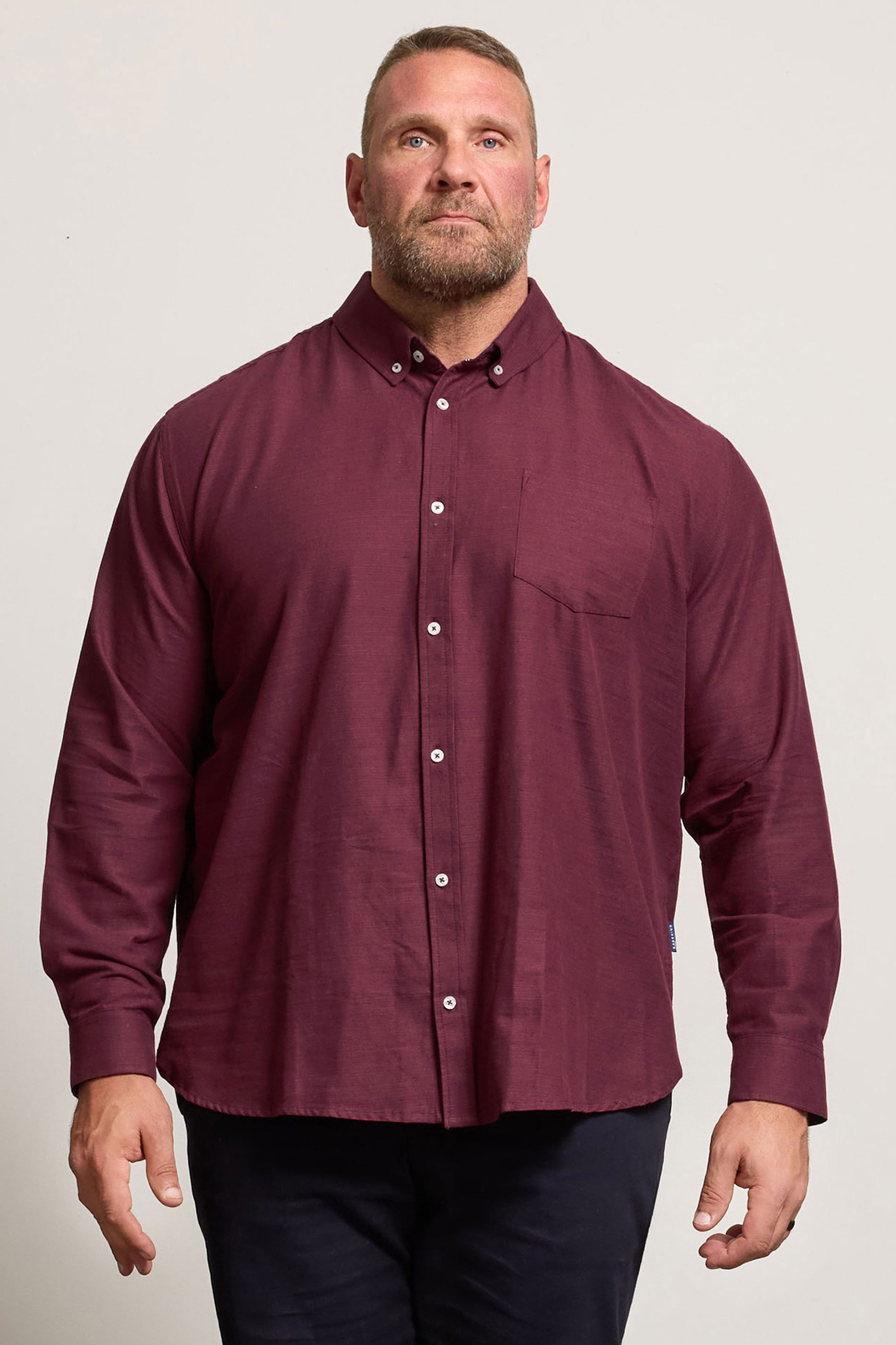 BadRhino Big & Tall Burgundy Red Long Sleeve Slub Shirt | BadRhino 2