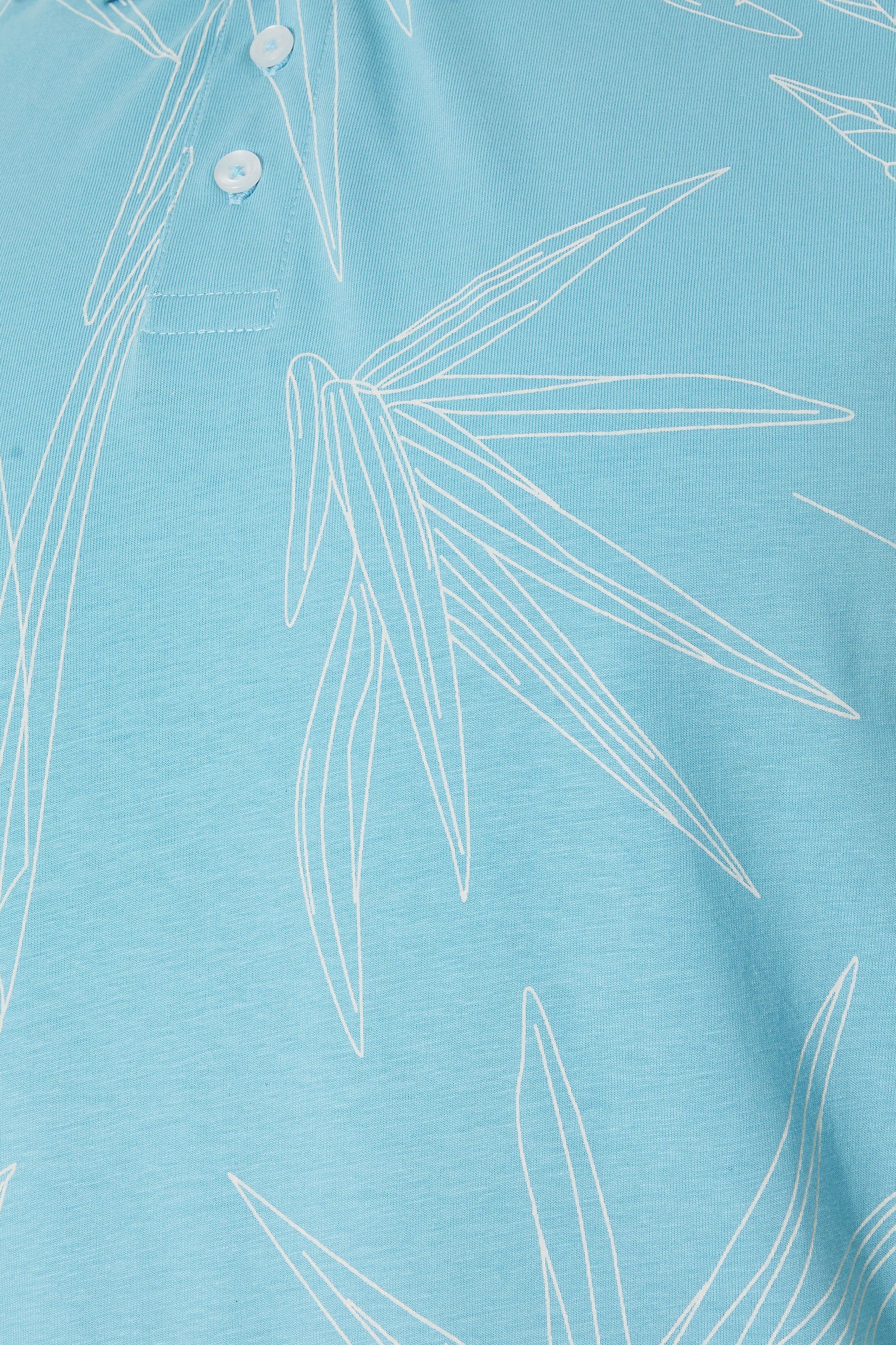 BadRhino Big & Tall Light Blue Leaf Print Polo Shirt | BadRhino 6