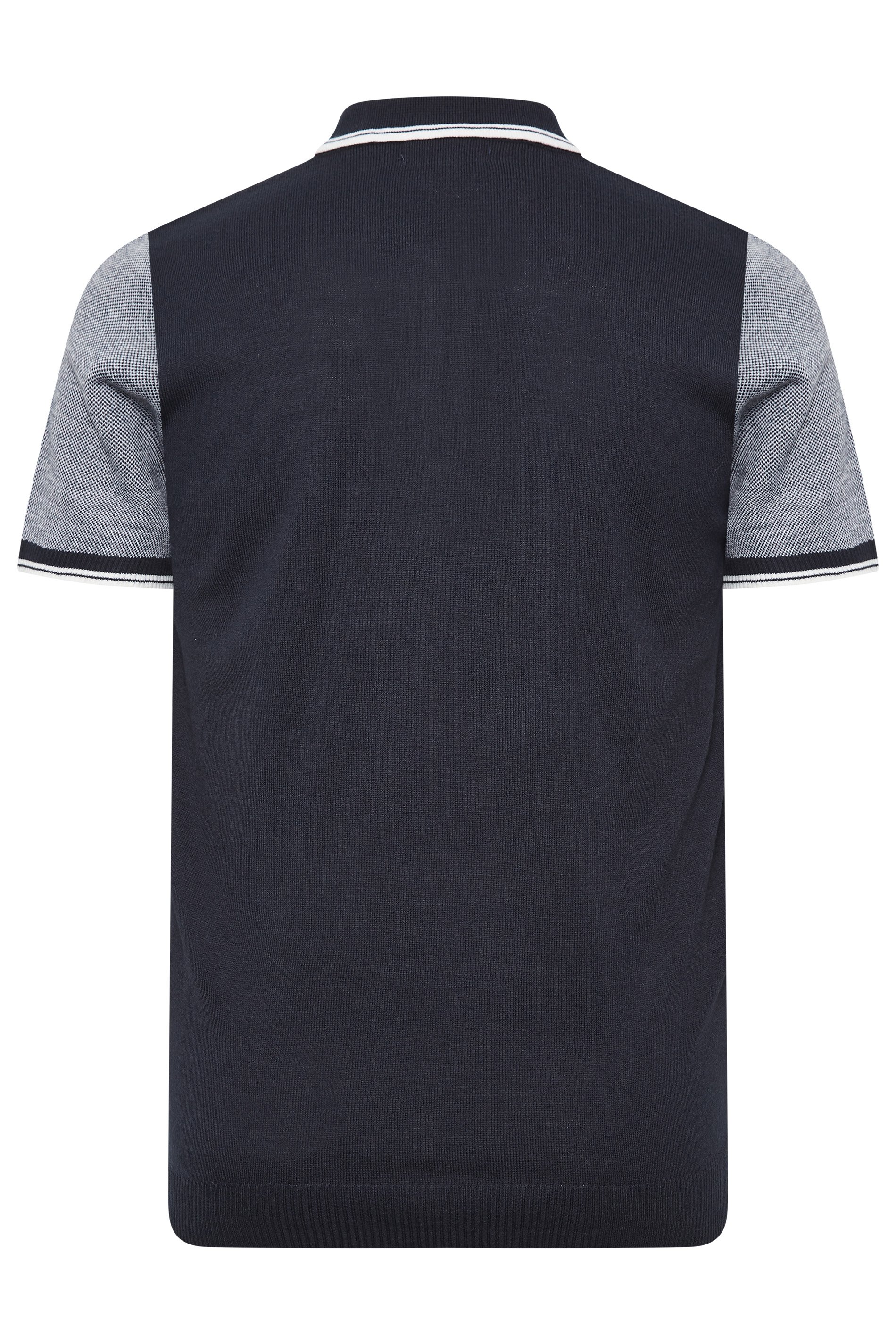 BadRhino Big & Tall Navy Blue Knitted Polo Shirt | BadRhino 4