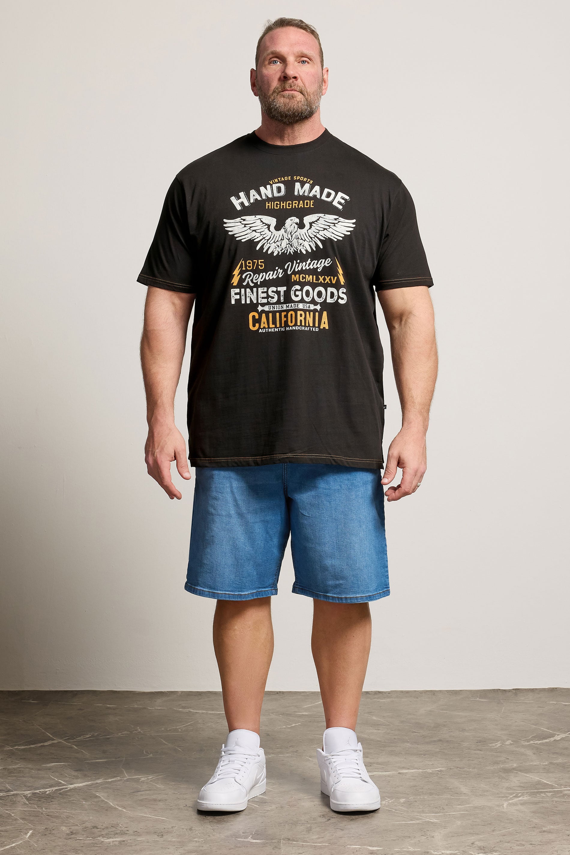 KAM Big & Tall Black California Print T-Shirt | BadRhino 1