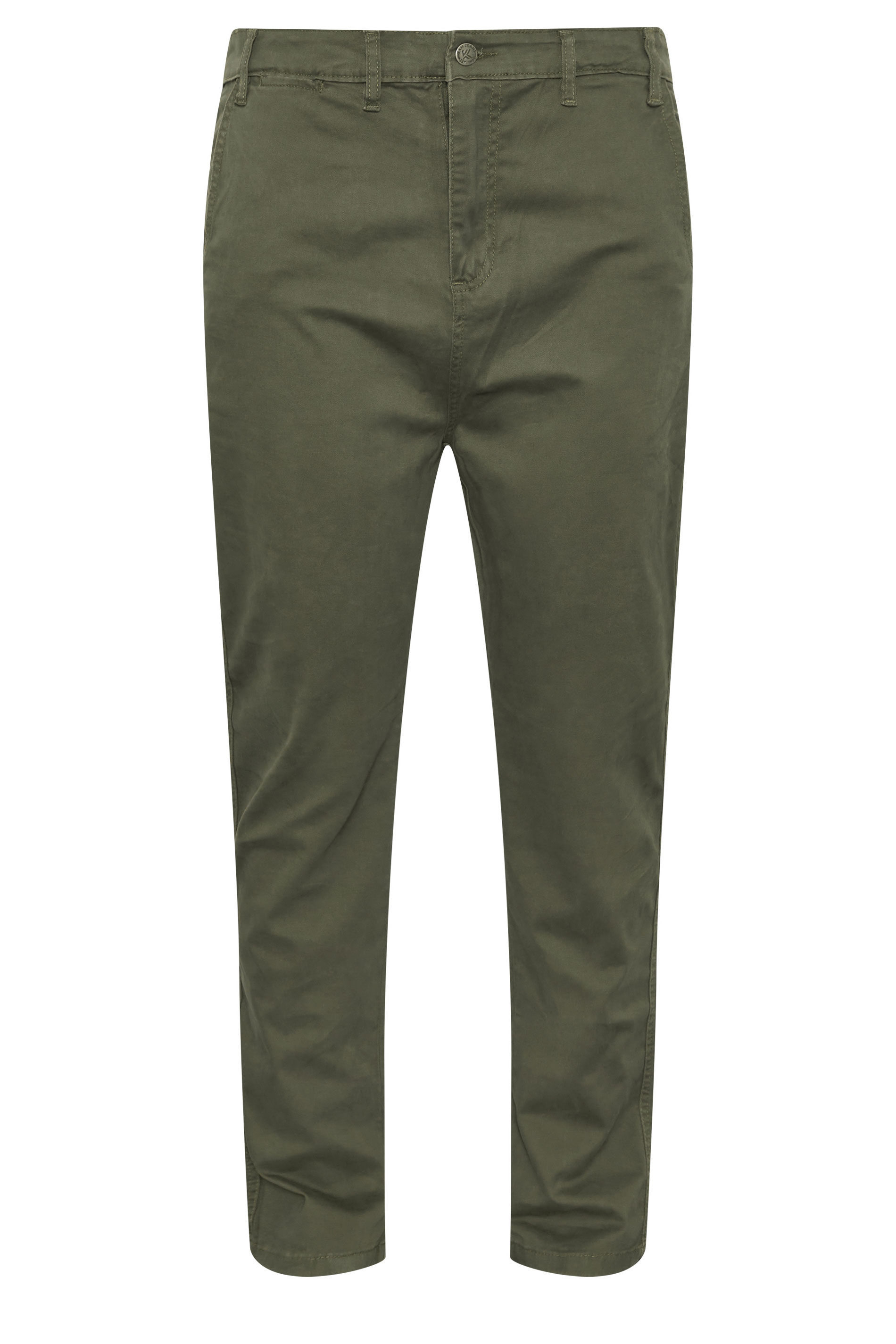 KAM Big & Tall Khaki Green Chino Trousers | BadRhino 2