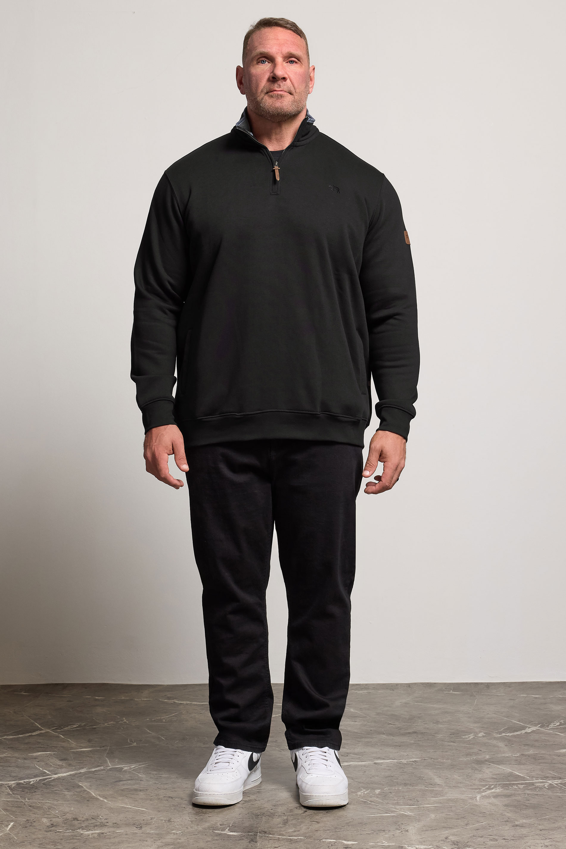 D555 Big & Tall Black Embroidery Quarter Zip Fleece | BadRhino 2