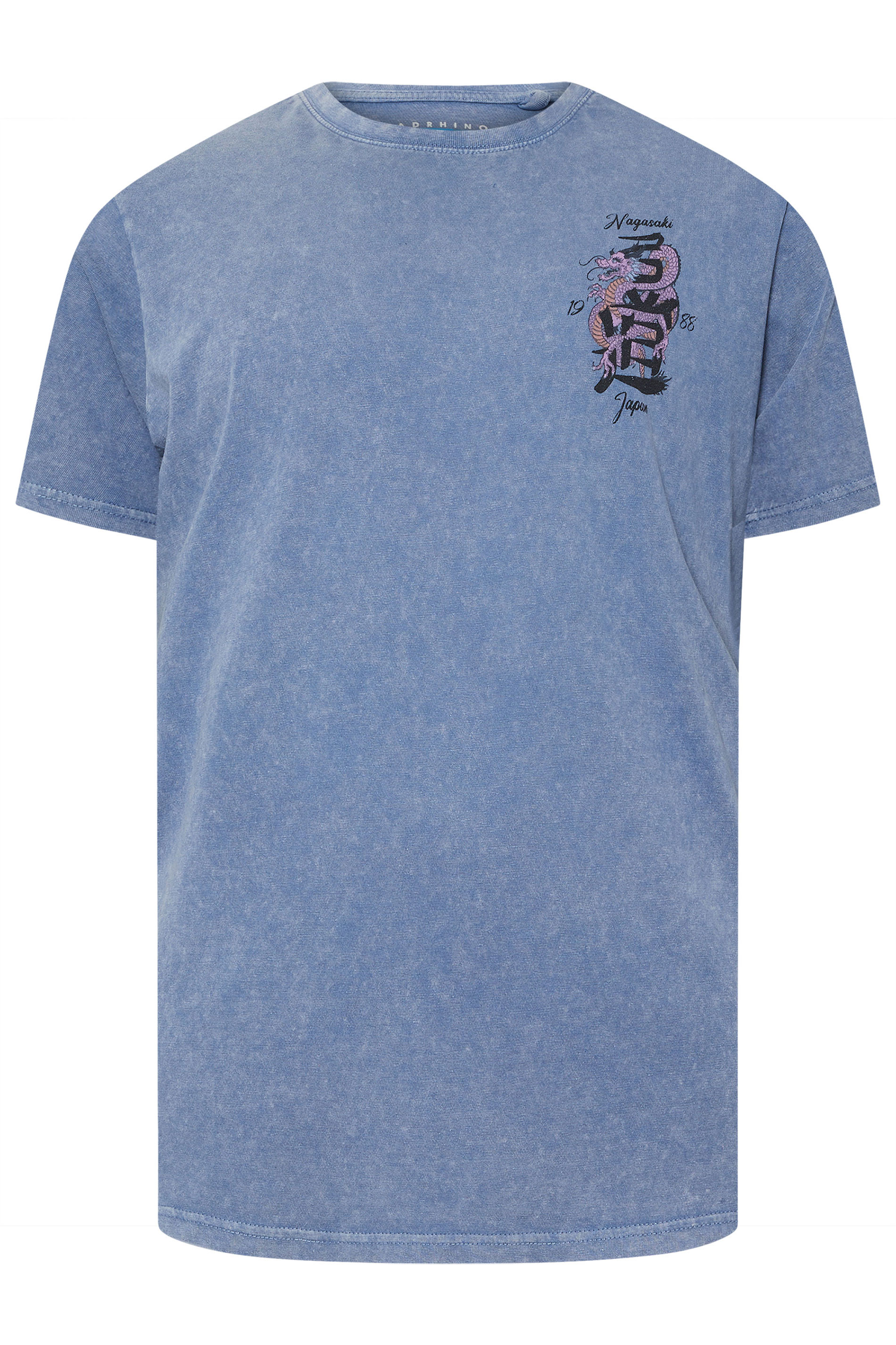 BadRhino Big & Tall Blue Acid Wash 'Nagasaki Japan' Graphic T-Shirt | BadRhino 7