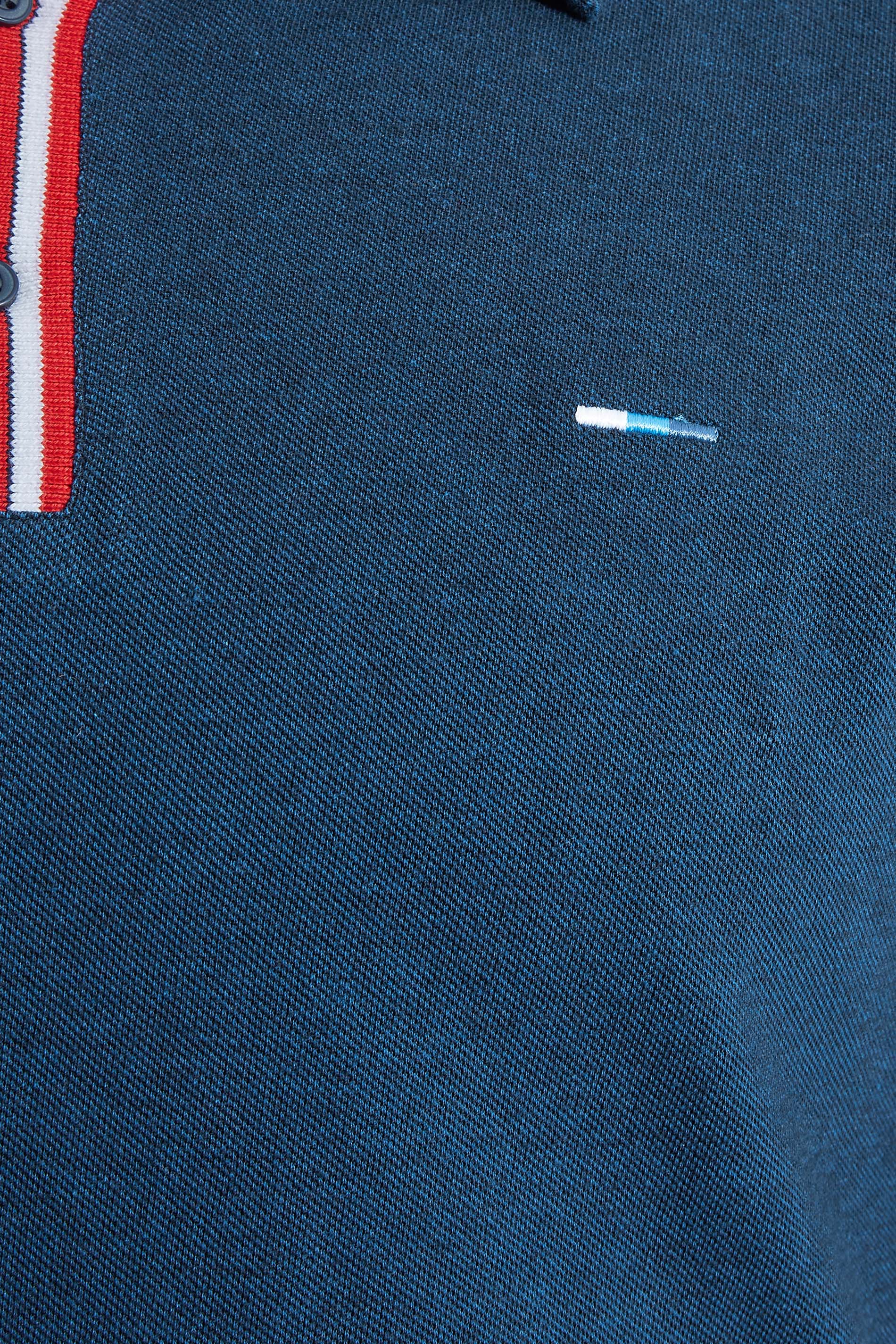 BadRhino Big & Tall Navy Blue Contrast Stripe Placket Polo Shirt | BadRhino 2