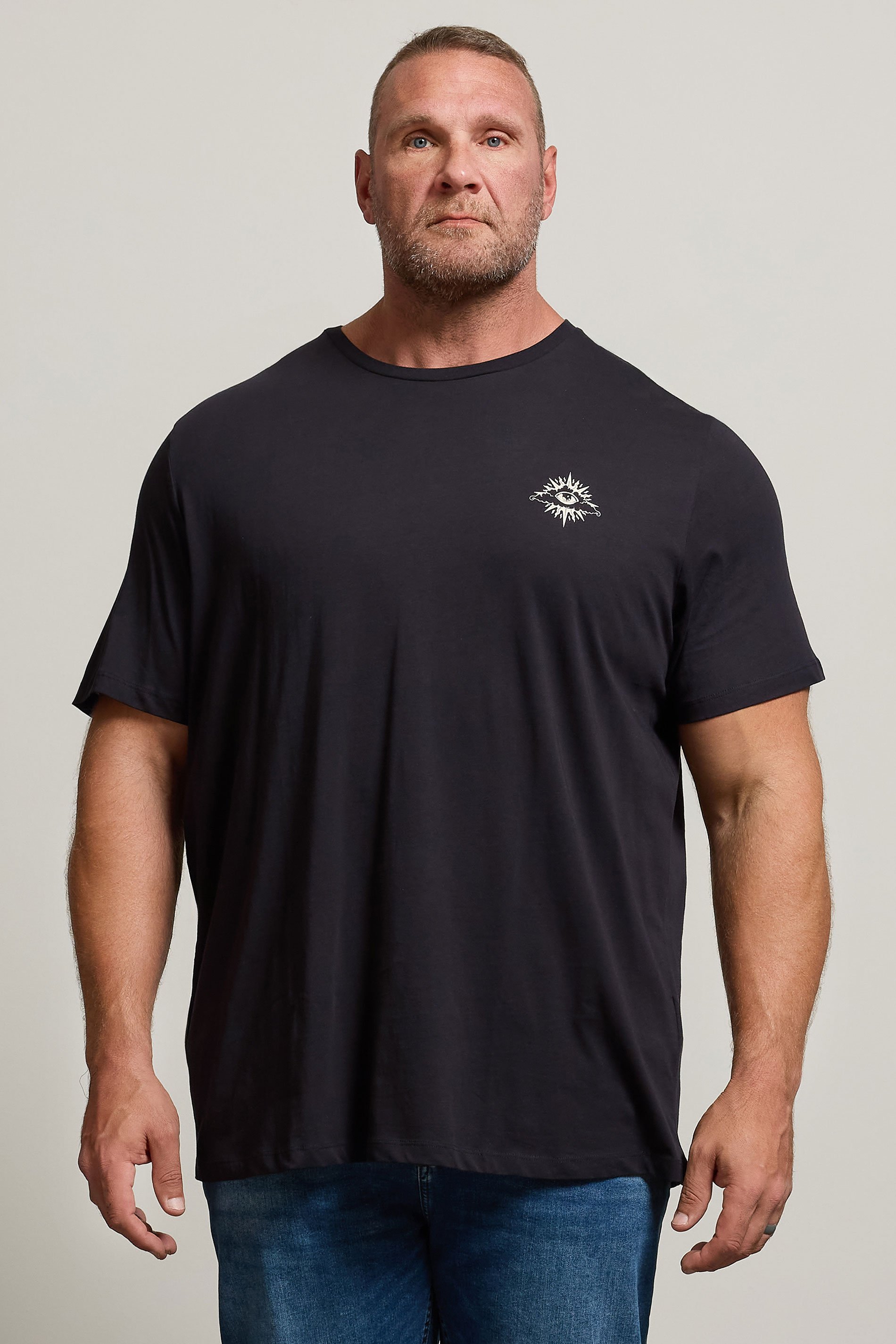 JACK & JONES Big & Tall Black 'Eye' Print T-Shirt | BadRhino 1