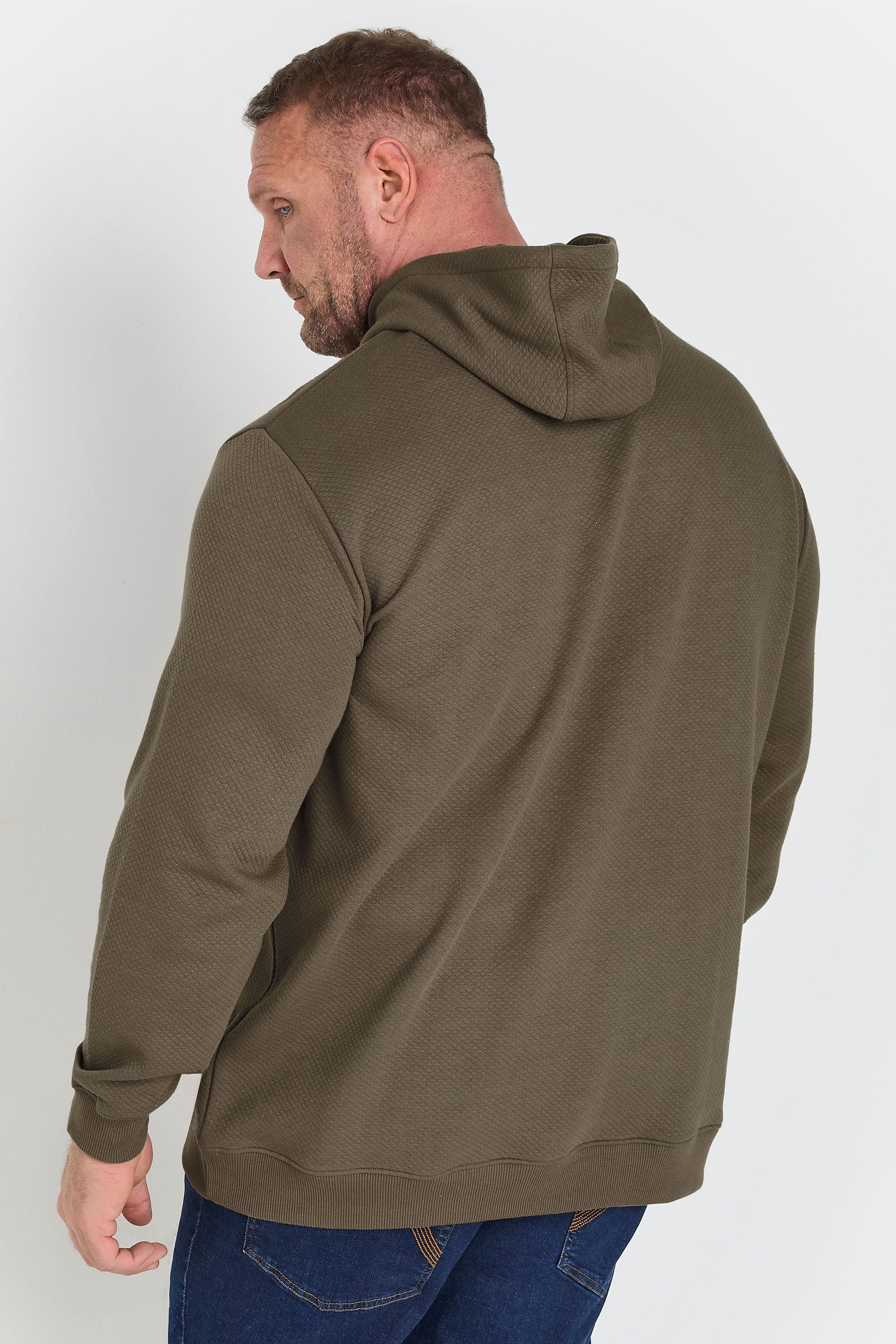 BadRhino Big & Tall Brown Diamond Quilted Hoodie | BadRhino 2