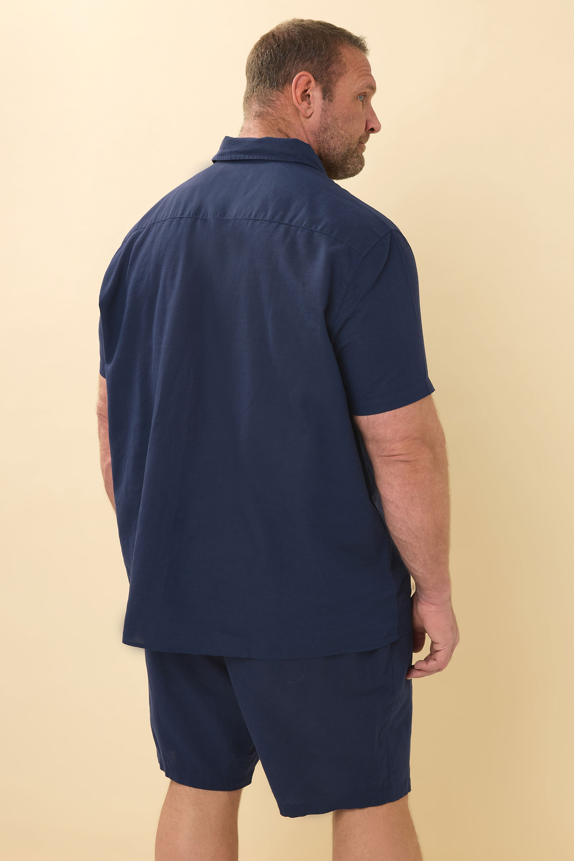 BadRhino Big & Tall Navy Blue Cotton Linen Mix Shorts | BadRhino 5