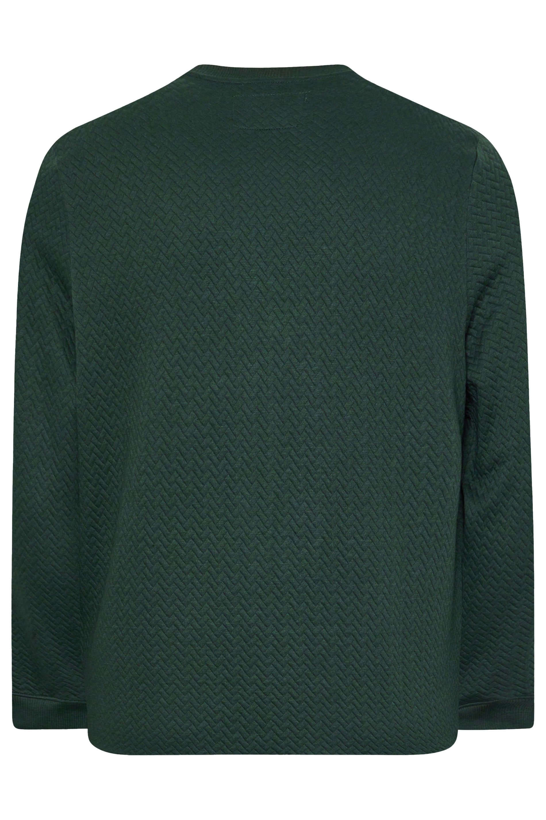 BadRhino Big & Tall Green Chevron Quilted Crew Neck Sweatshirt | BadRhino 4