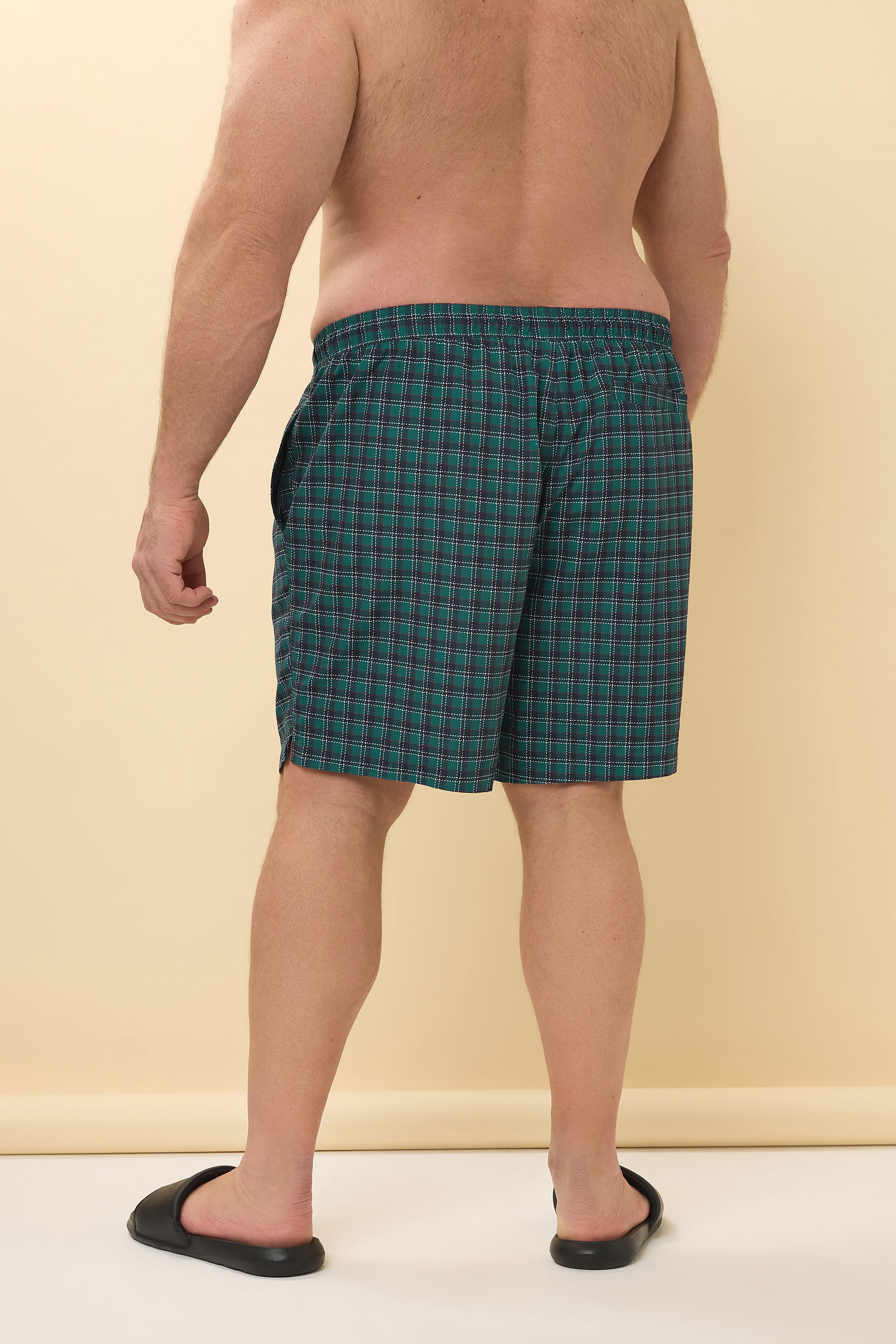 BadRhino Big & Tall Green & Navy Blue  Tartan Swim Shorts | BadRhino 4