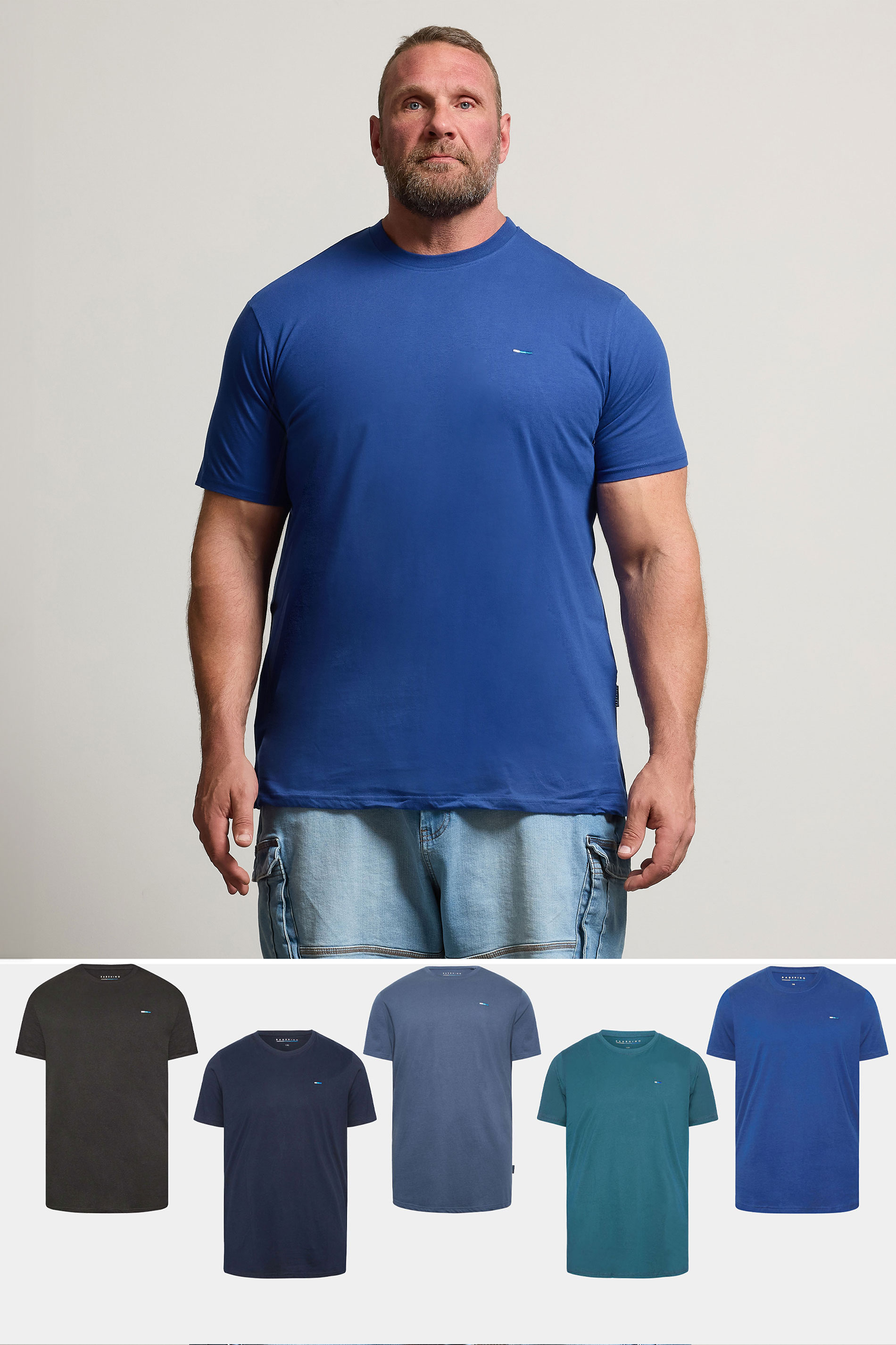 BadRhino Big & Tall 5 PACK Blue & Black Core T-Shirts | BadRhino  1