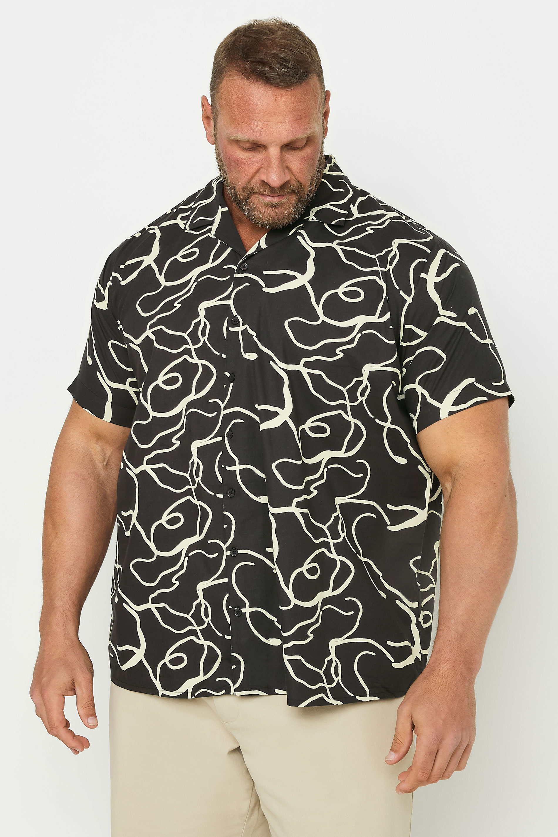 BadRhino Big & Tall Black Abstract Print Short Sleeve Shirt | BadRhino 2