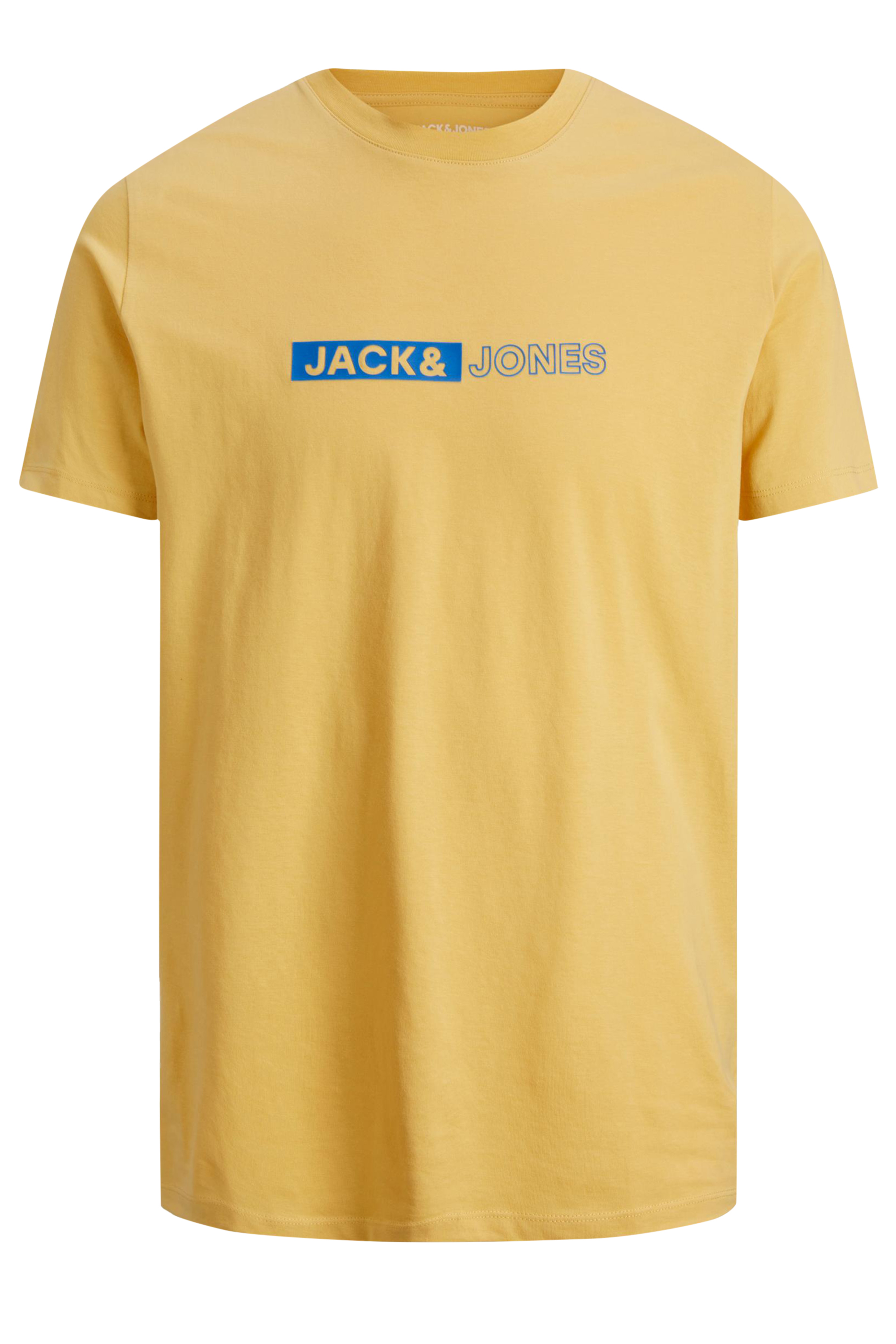 JACK & JONES Big & Tall Mens Yellow Logo T-Shirt | BadRhino