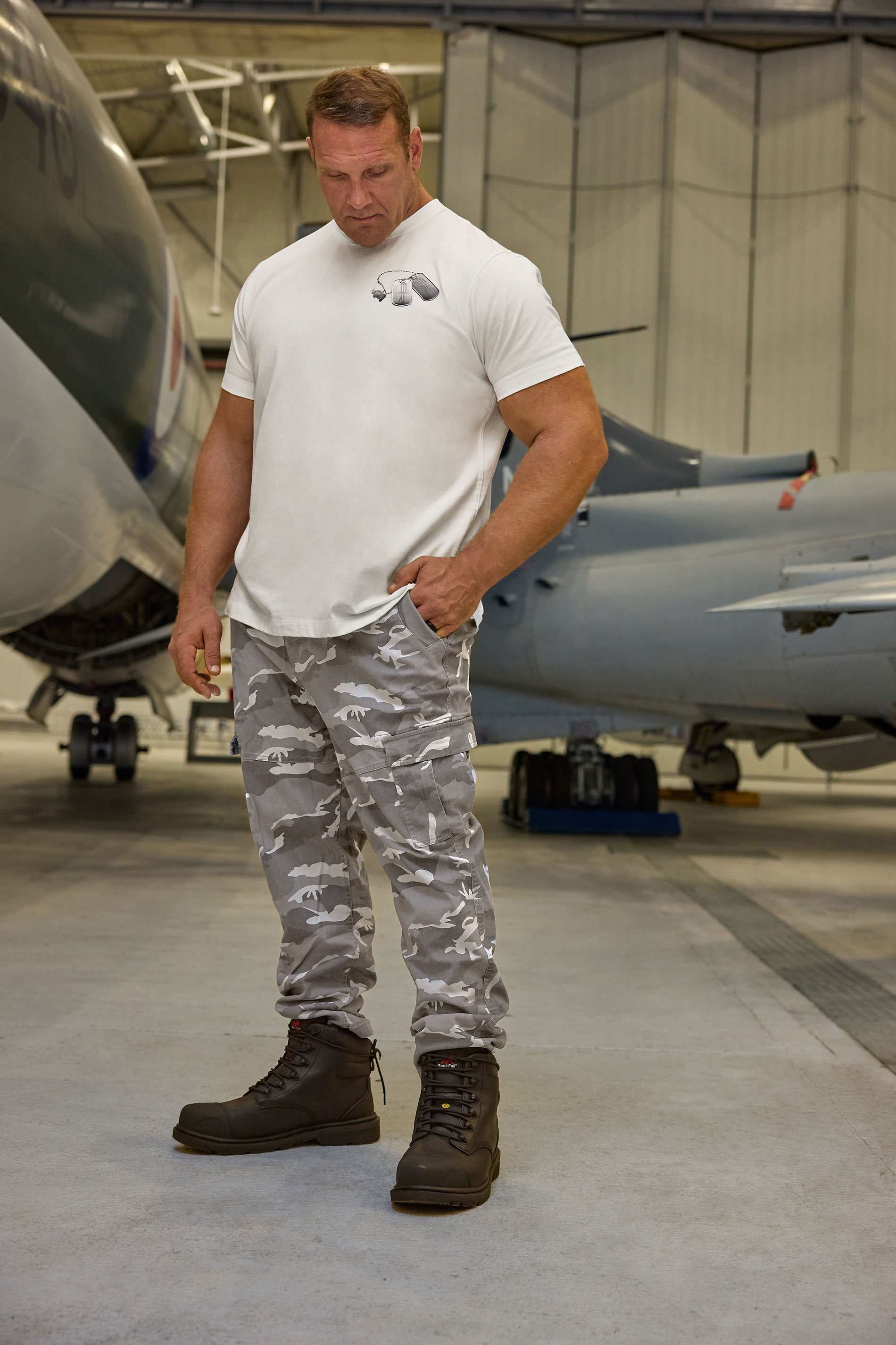 BadRhino Big & Tall Grey Camo Print Cargo Trousers | BadRhino 1