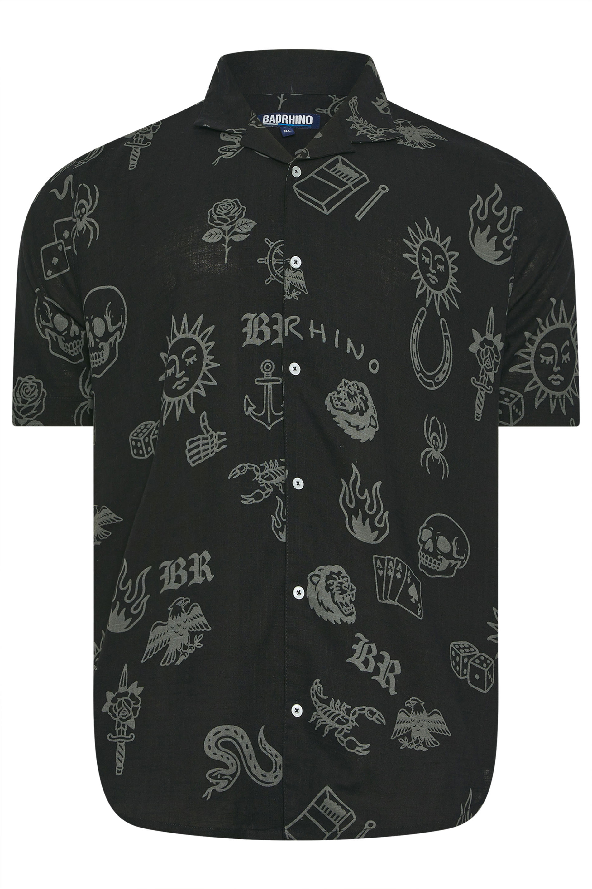 BadRhino Big & Tall Black Tattoo Print Shirt | BadRhino 2