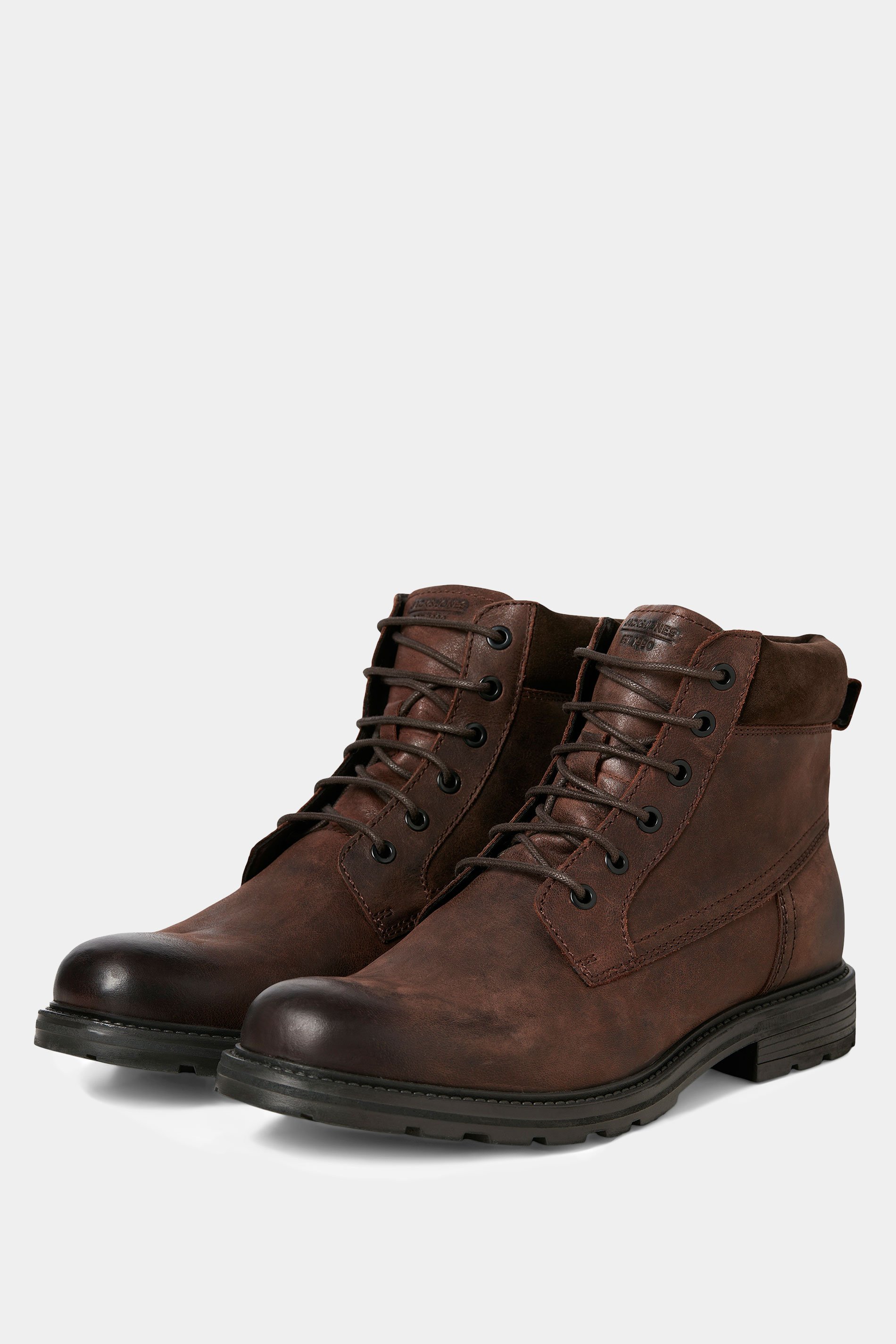 JACK & JONES Big & Tall Brown Leather Cranfield Boots | BadRhino 1