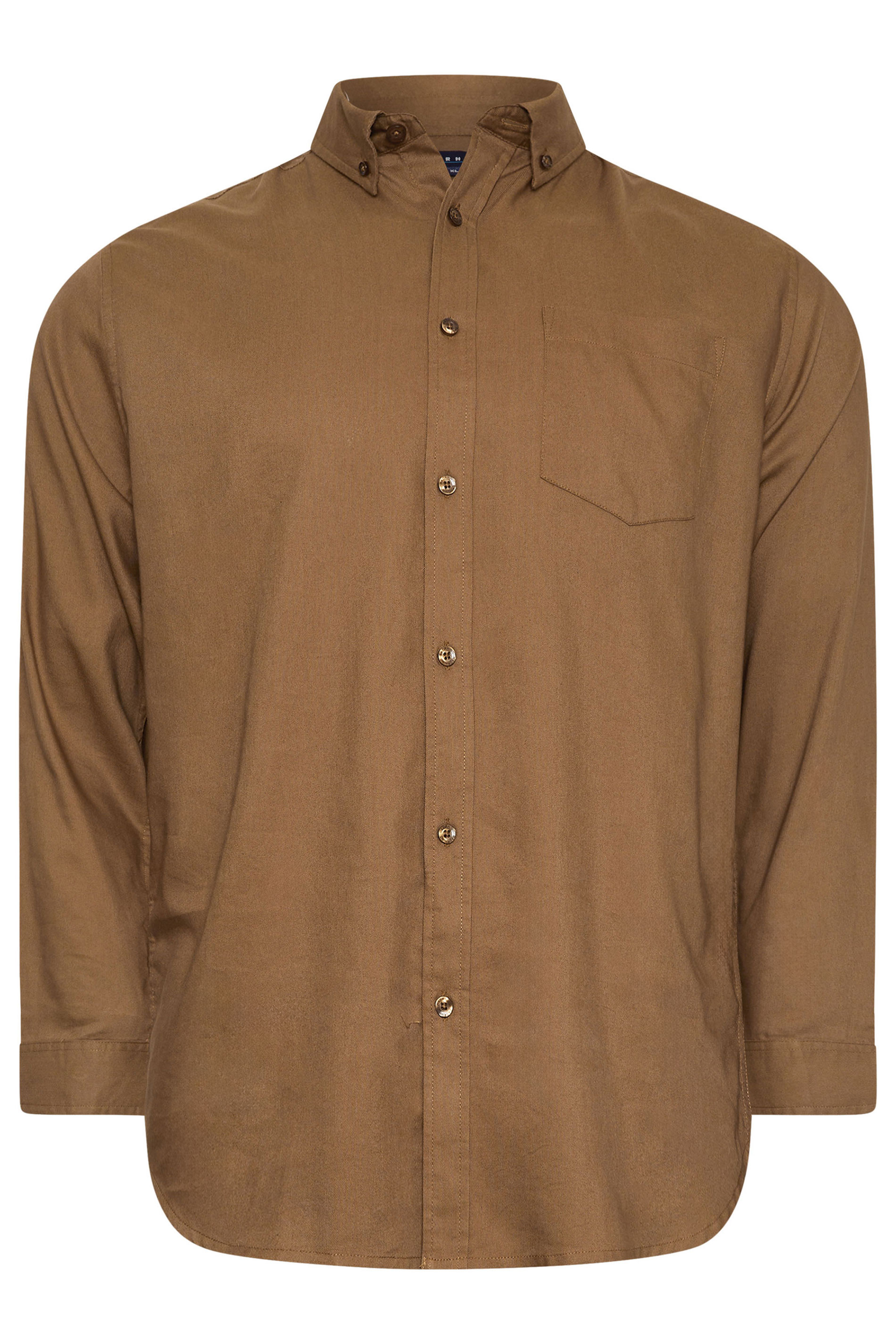 BadRhino Big & Tall Tan Brown Long Sleeve Oxford Shirt | BadRhino 6