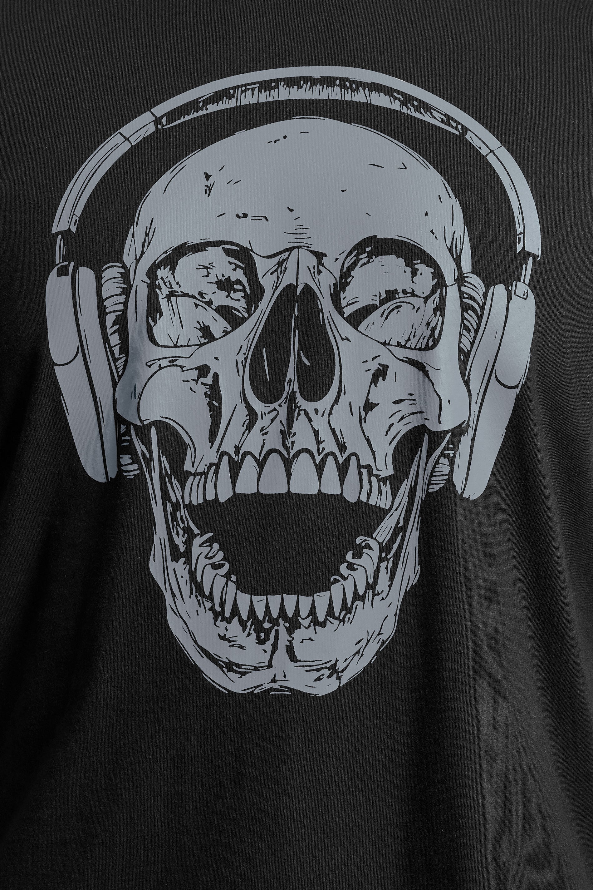 BadRhino Big & Tall Black Skull & Headphone Graphic T-Shirt | BadRhino 4